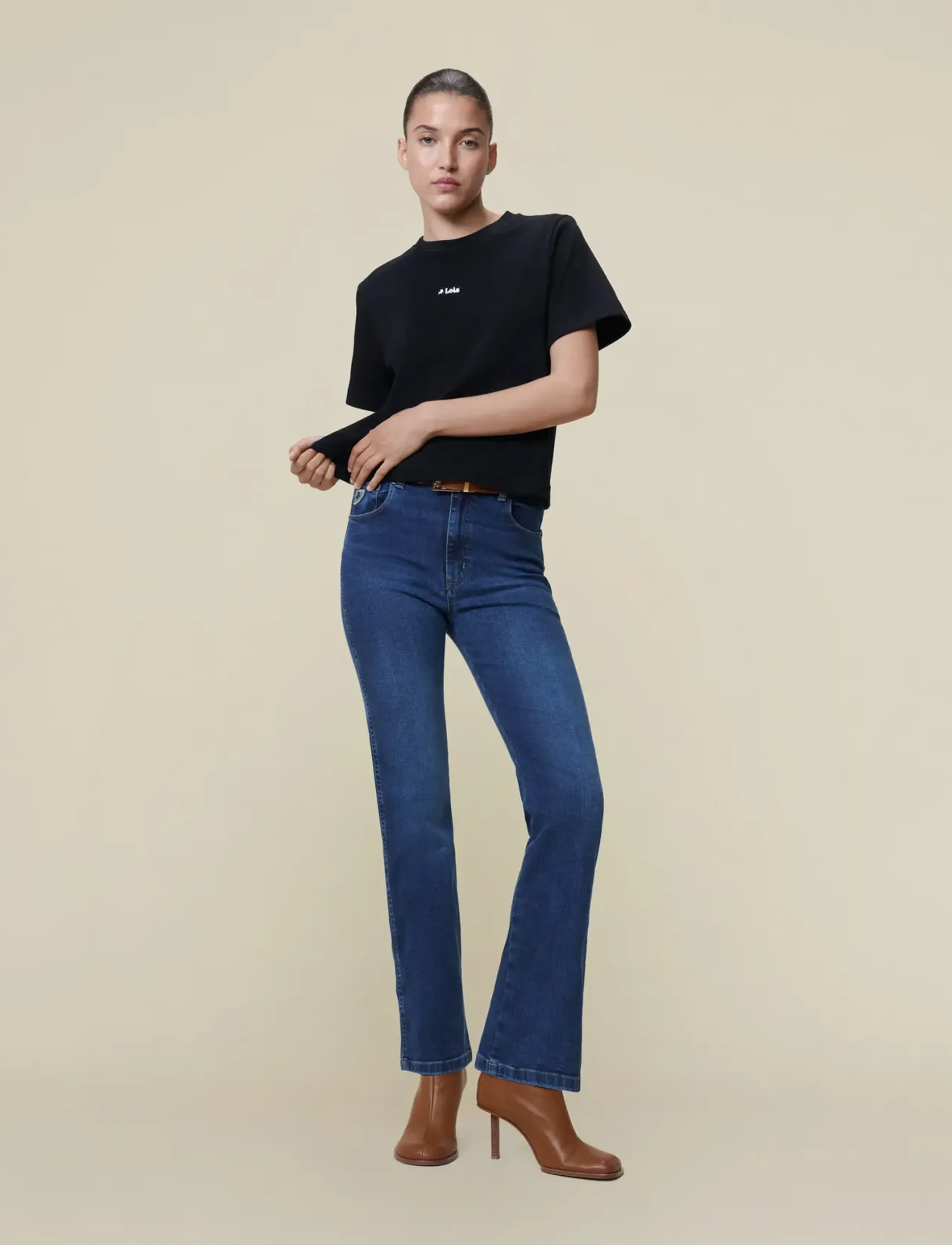 Lois Jeans Cherry Tee, XS, Black, T-Shirts & Toppe > Kortærmede, Dame