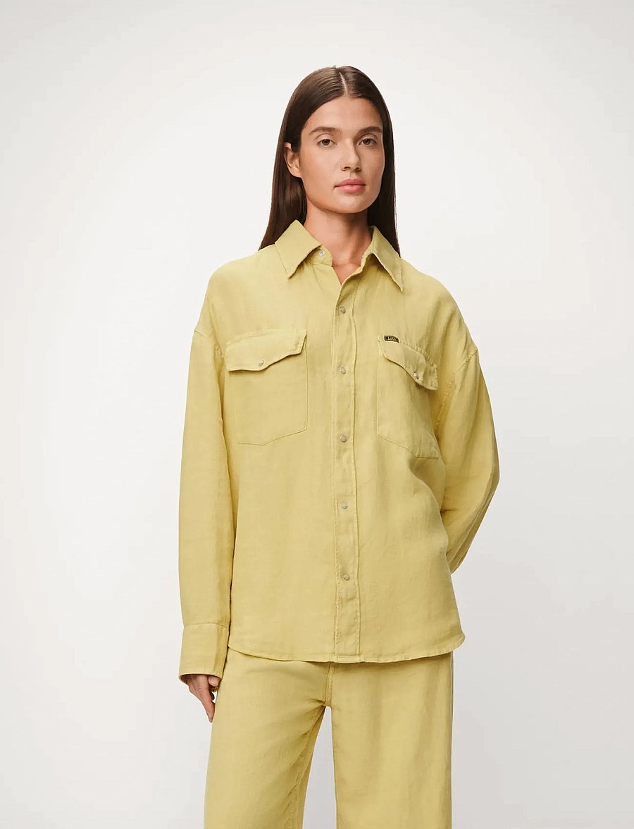 Lois Jeans - Mia Shirt - 7908 Aged Heavy Linen - lininiai marškiniai - 820 golden haze - 0