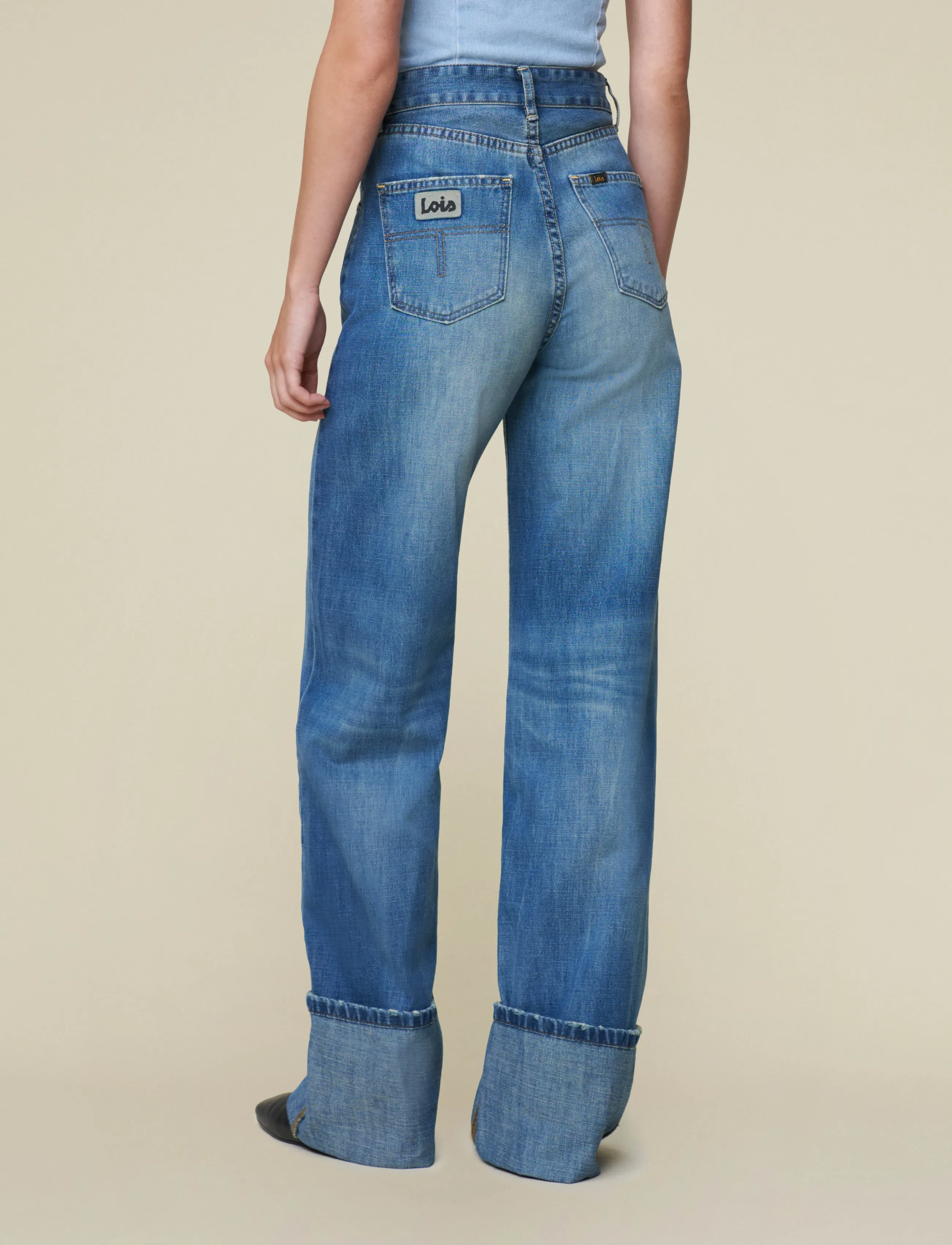Lois Jeans - Rosa Turn Up Kros Regen Stone - džinsi ar platām starām - veined green - 3