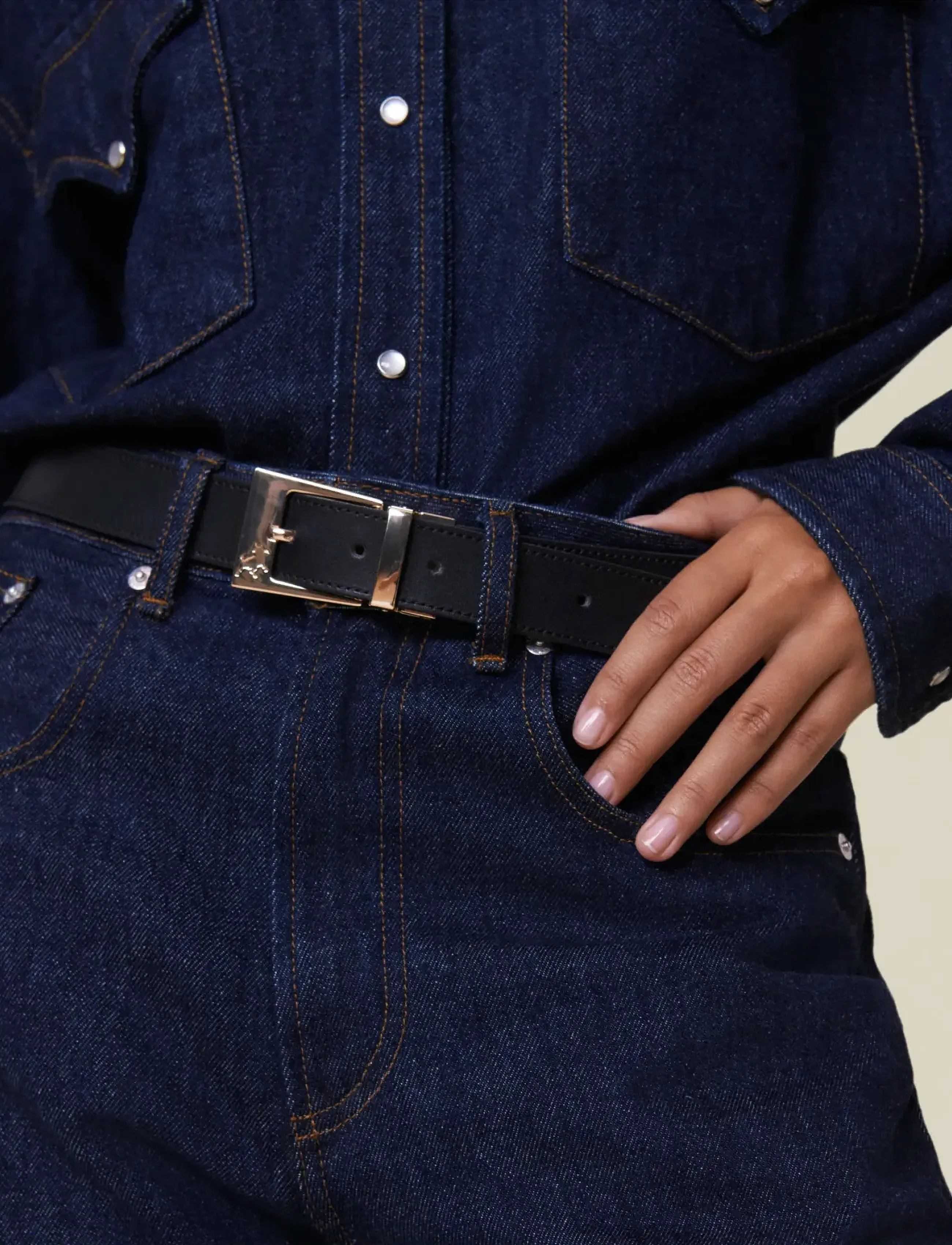 Lois Jeans Ember Gold - Lois Jeans - 7783 LEATHER BELT - 808 BLACK/BROWN / black