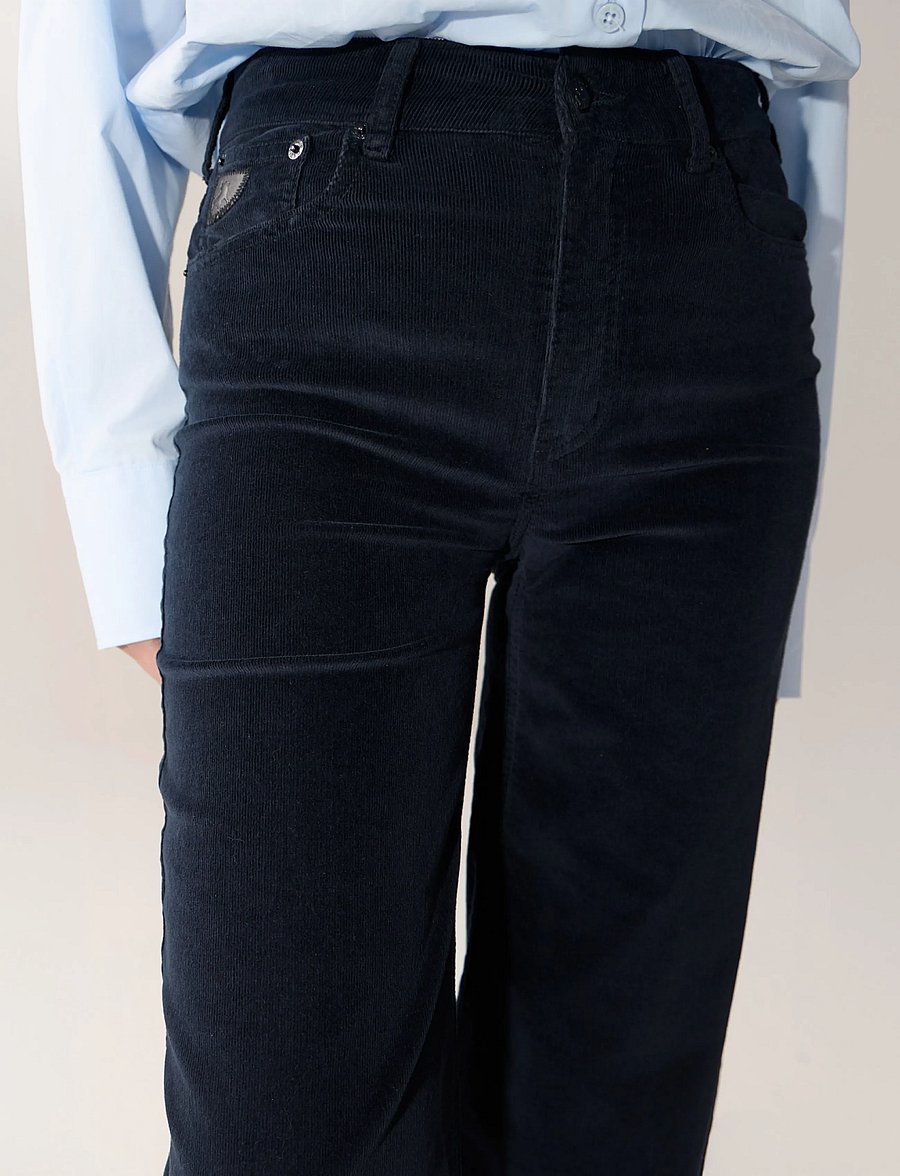 Lois Jeans - Palazzo Mistral - Shiny cord - wide leg trousers - 60 navy - 3