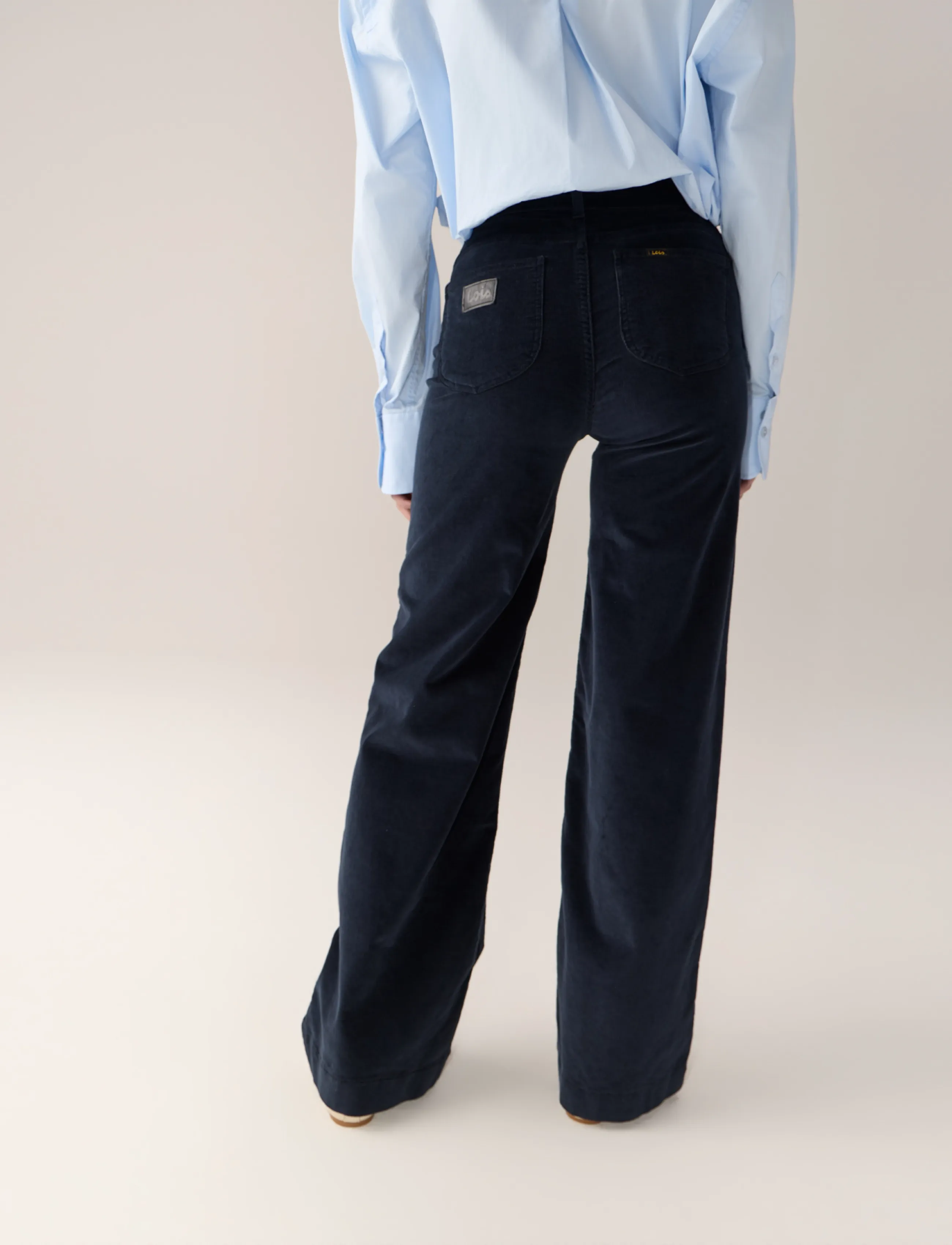Lois Jeans - Palazzo Mistral - Shiny cord - wide leg trousers - 60 navy - 4