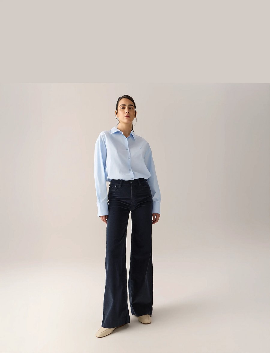 Lois Jeans - Palazzo Mistral - Shiny cord - wide leg trousers - 60 navy - 5