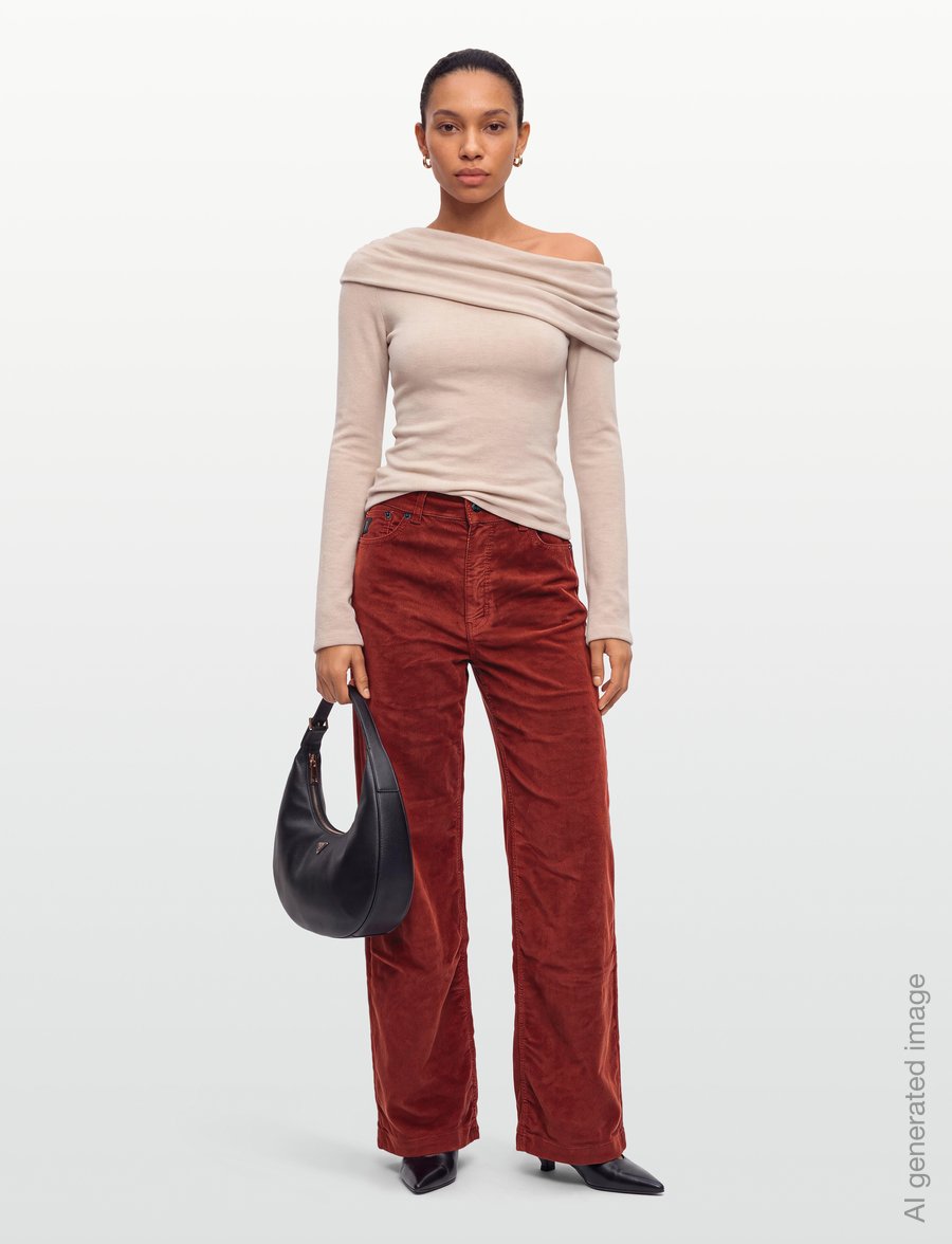 Lois Jeans - Palazzo Mistral - Shiny cord - vida byxor - 848 royal burgundy - 0