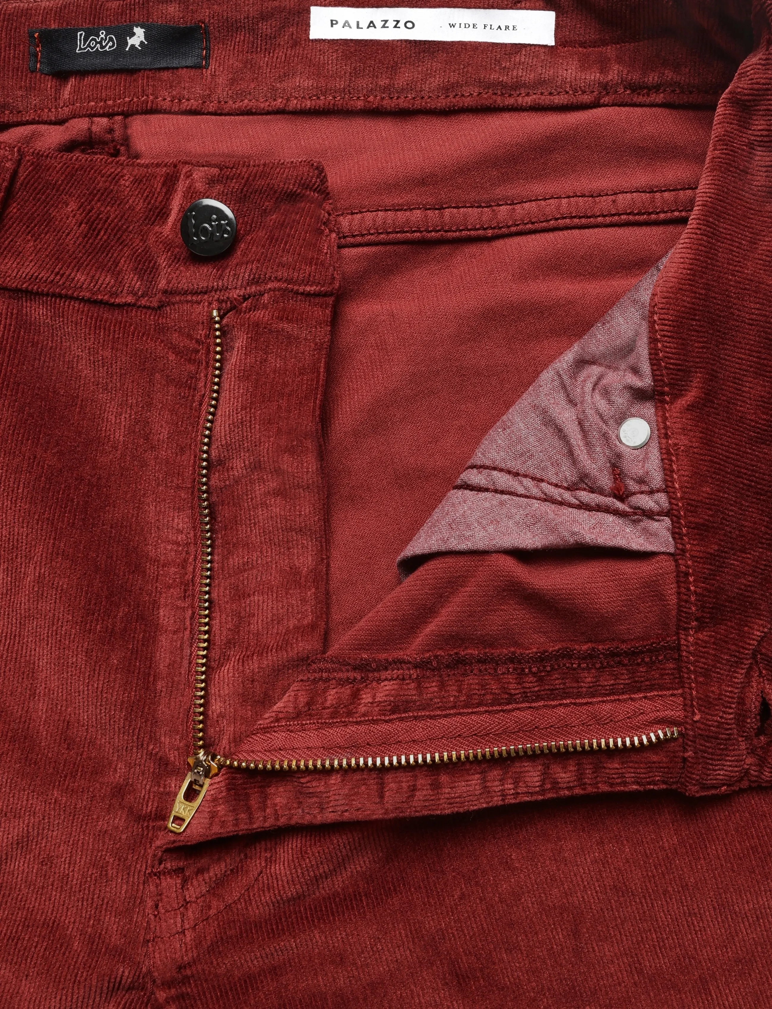 Lois Jeans - Palazzo Mistral - Shiny cord - hosen mit weitem bein - 848 royal burgundy - 3
