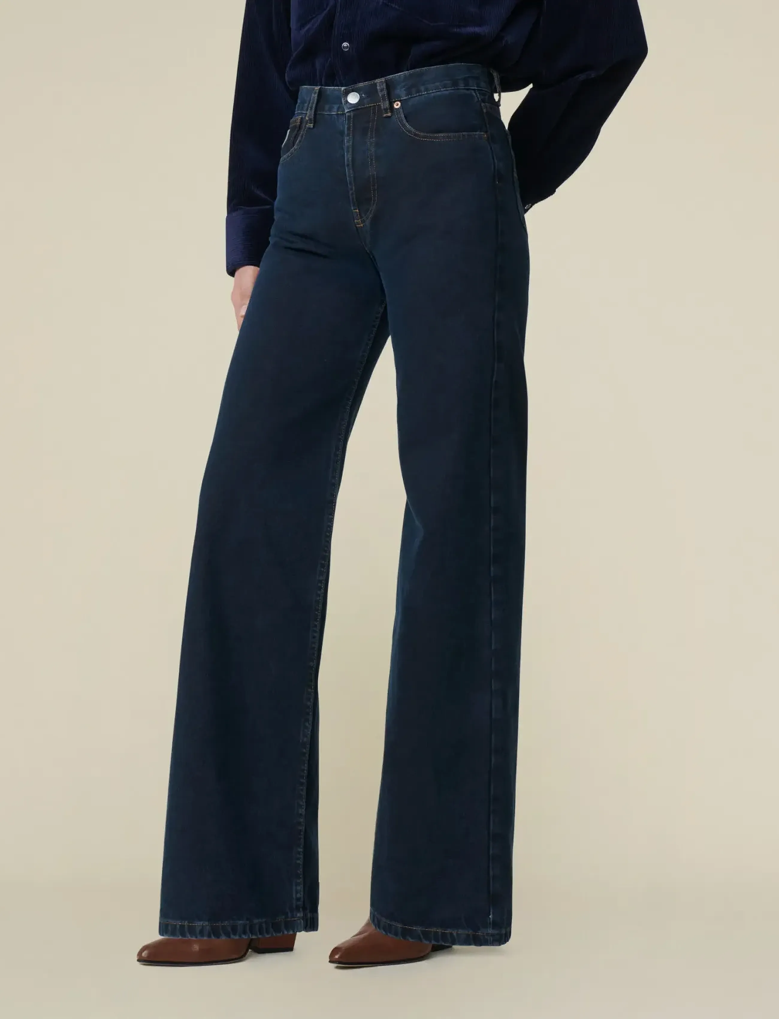 Lois Jeans Lindsay Palazzo, Kvinder, Højtaljede Palazzo Jeans, Navy, Str: 32 Regular