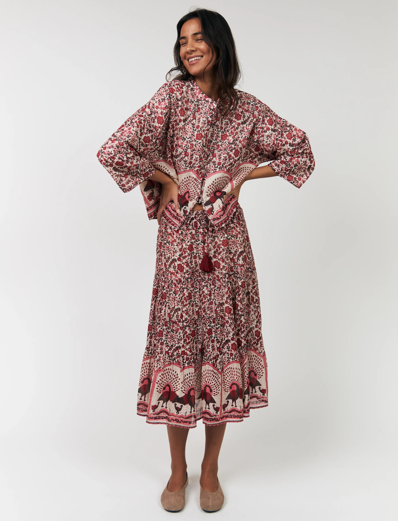 Lollys Laundry Sunnyll Midi Skirt - Red - XS