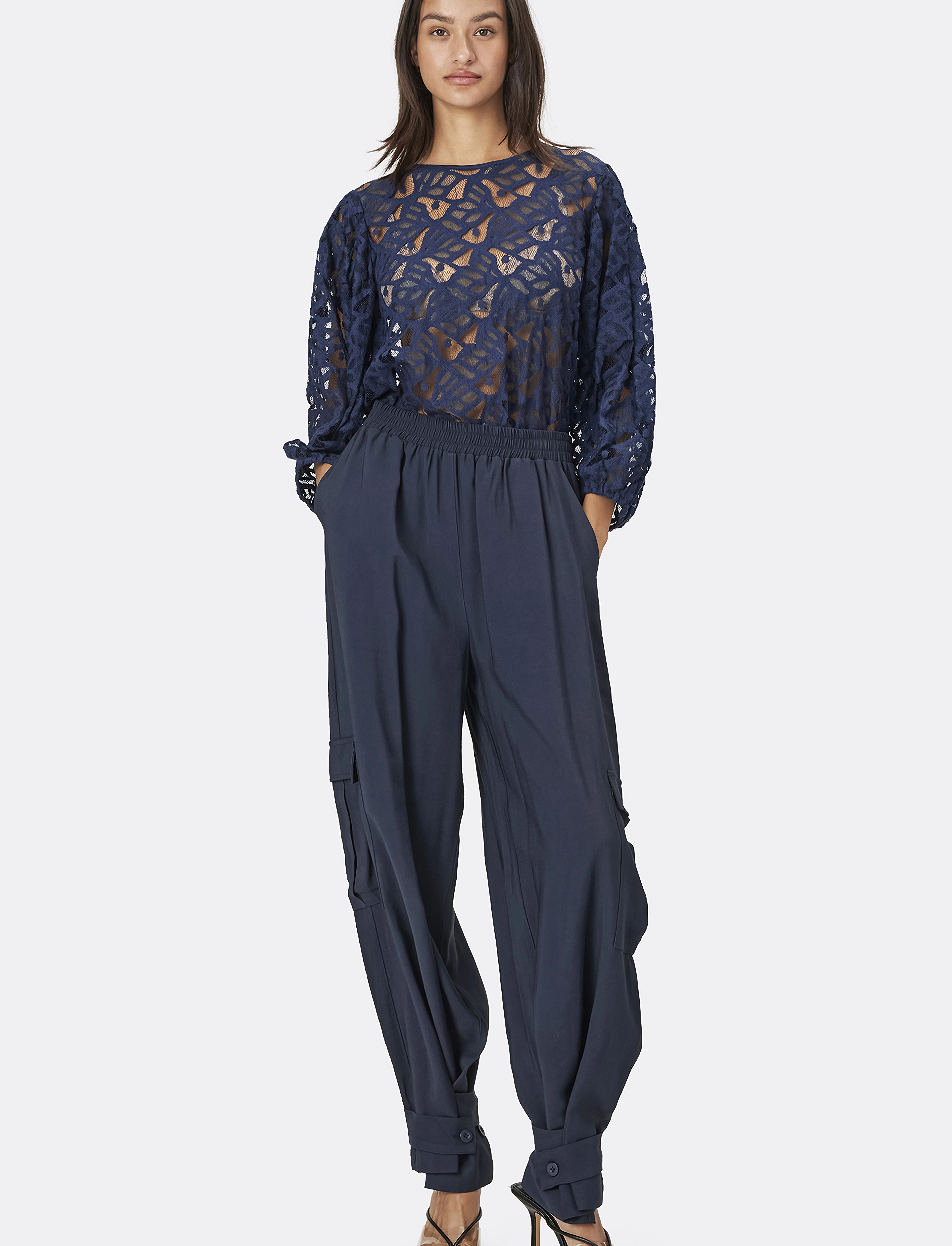 Lollys Laundry - Bergen Blouse - pitkähihaiset puserot - dark navy - 5