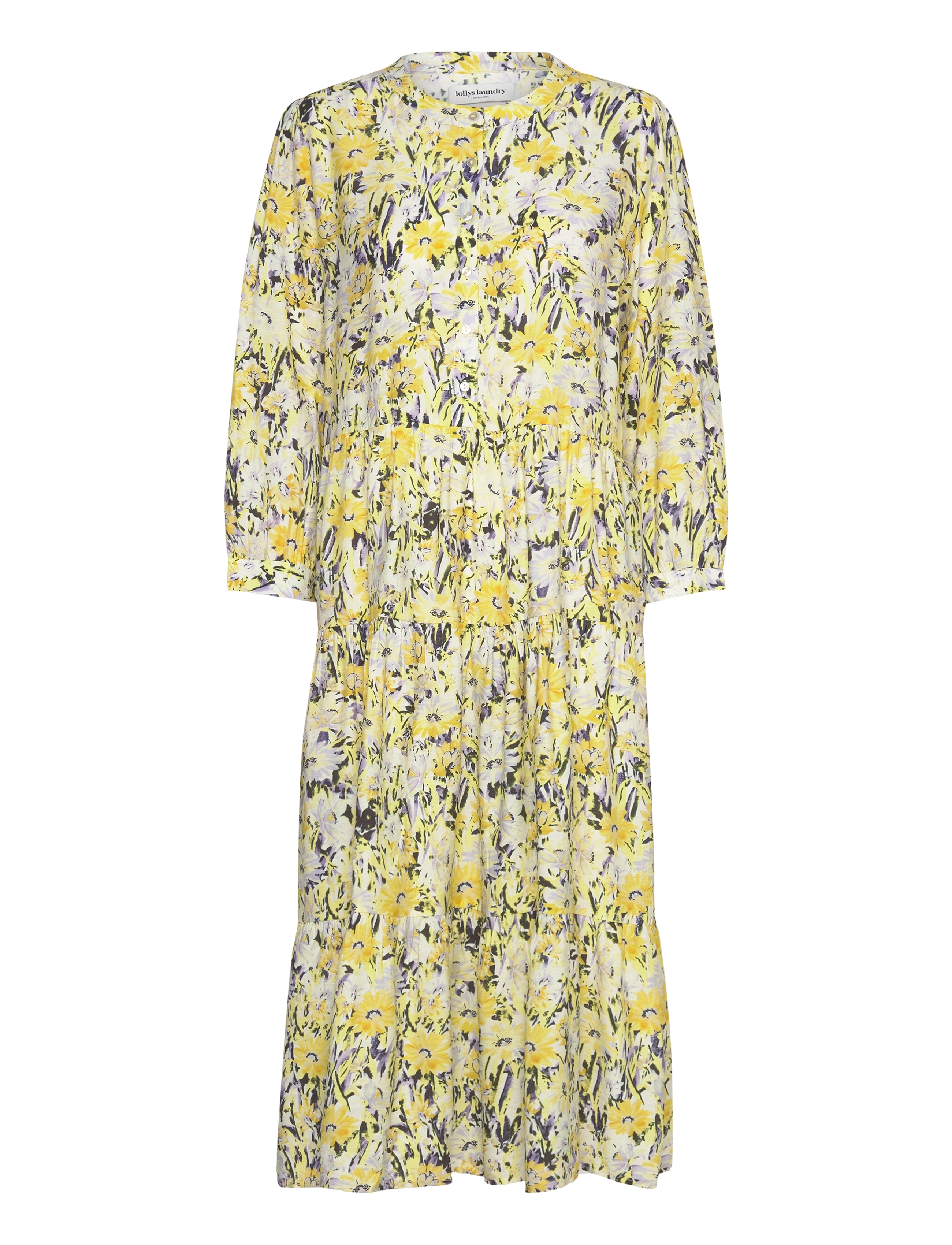 Lollys Laundry Oliviall Midi Dress 3/4, M, Dresses, Gelb - Knee-length & Midi, Frauen