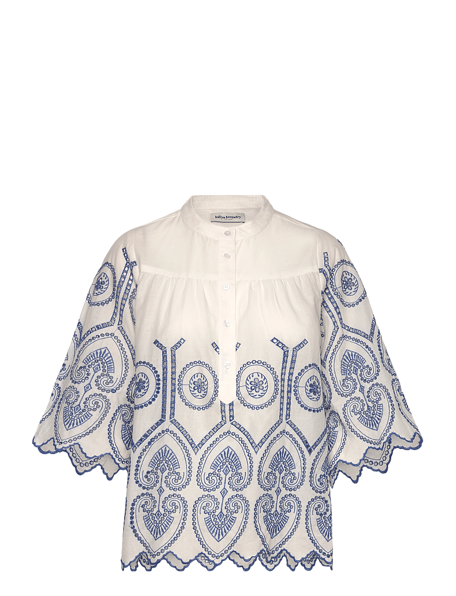 Lollys Laundry - LouiseLL Blouse SS - kurzärmelige blusen - white - 0