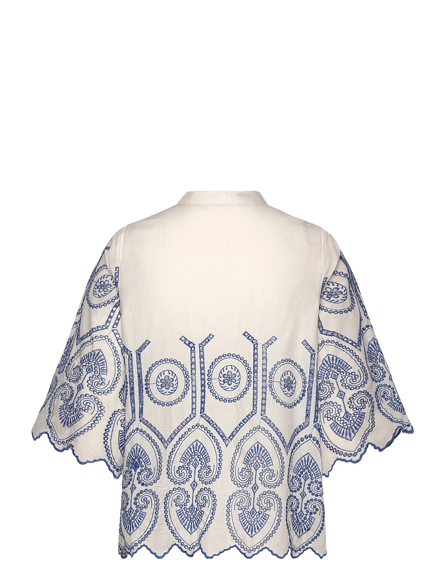 Lollys Laundry - LouiseLL Blouse SS - kurzärmelige blusen - white - 1