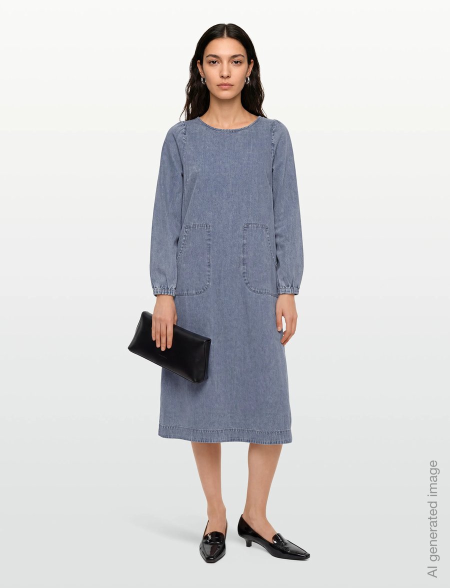 Lollys Laundry - LucasLL Midi Dress LS - jeanskleider - washed denim - 1
