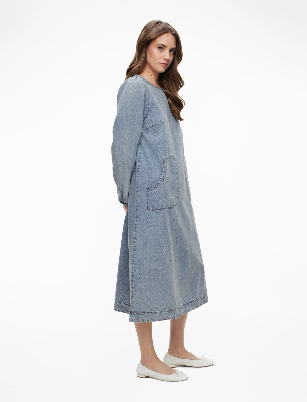 Lollys Laundry - LucasLL Midi Dress LS - teksakleidid - washed denim - 3