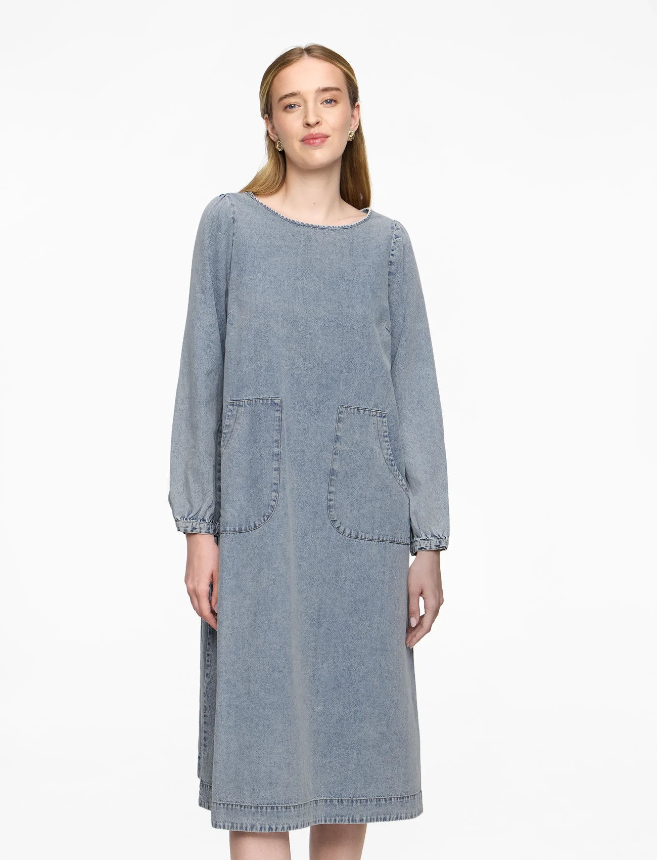 Lollys Laundry - LucasLL Midi Dress LS - teksakleidid - washed denim - 0