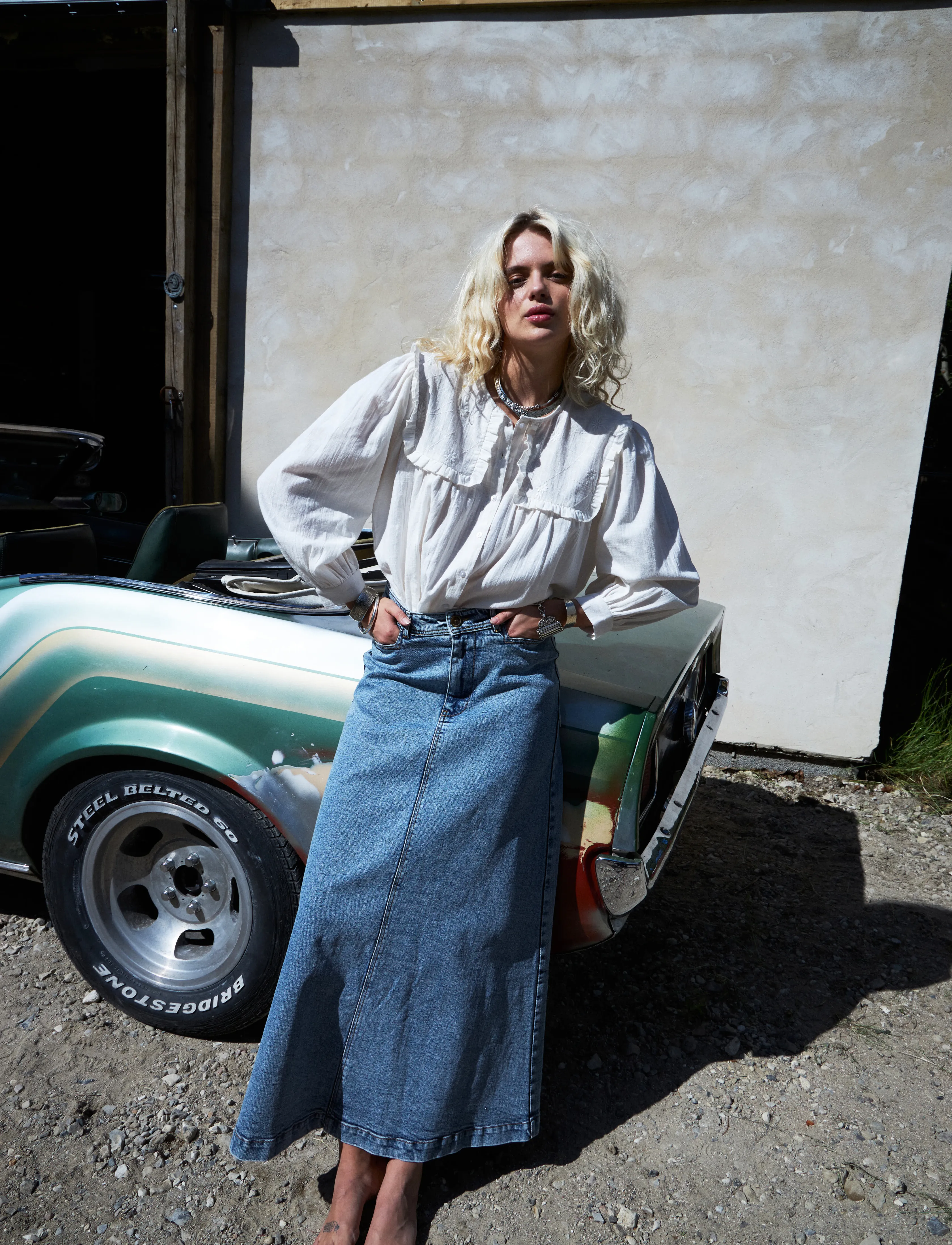 Lollys Laundry Dooblell Shirt Ls, Kvinder, Flæsekrave Bluse, Cream, Str: L