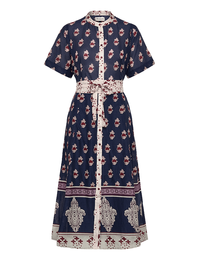 Lollys Laundry - MataLL Midi Dress SS - skjortklänningar - dark blue - 0