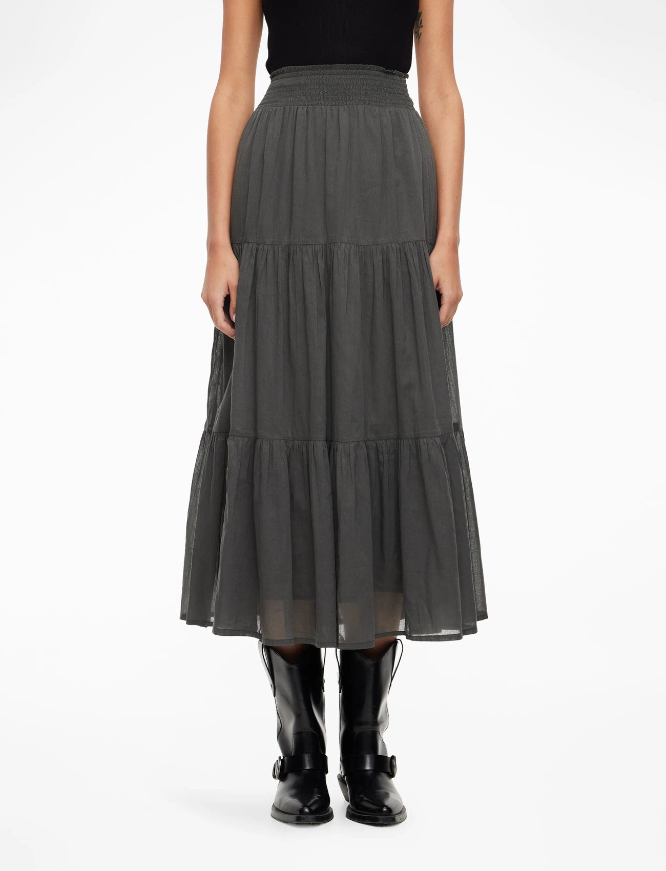 Lollys Laundry - DiamondLL Maxi Skirt - maxi nederdele - washed black - 0