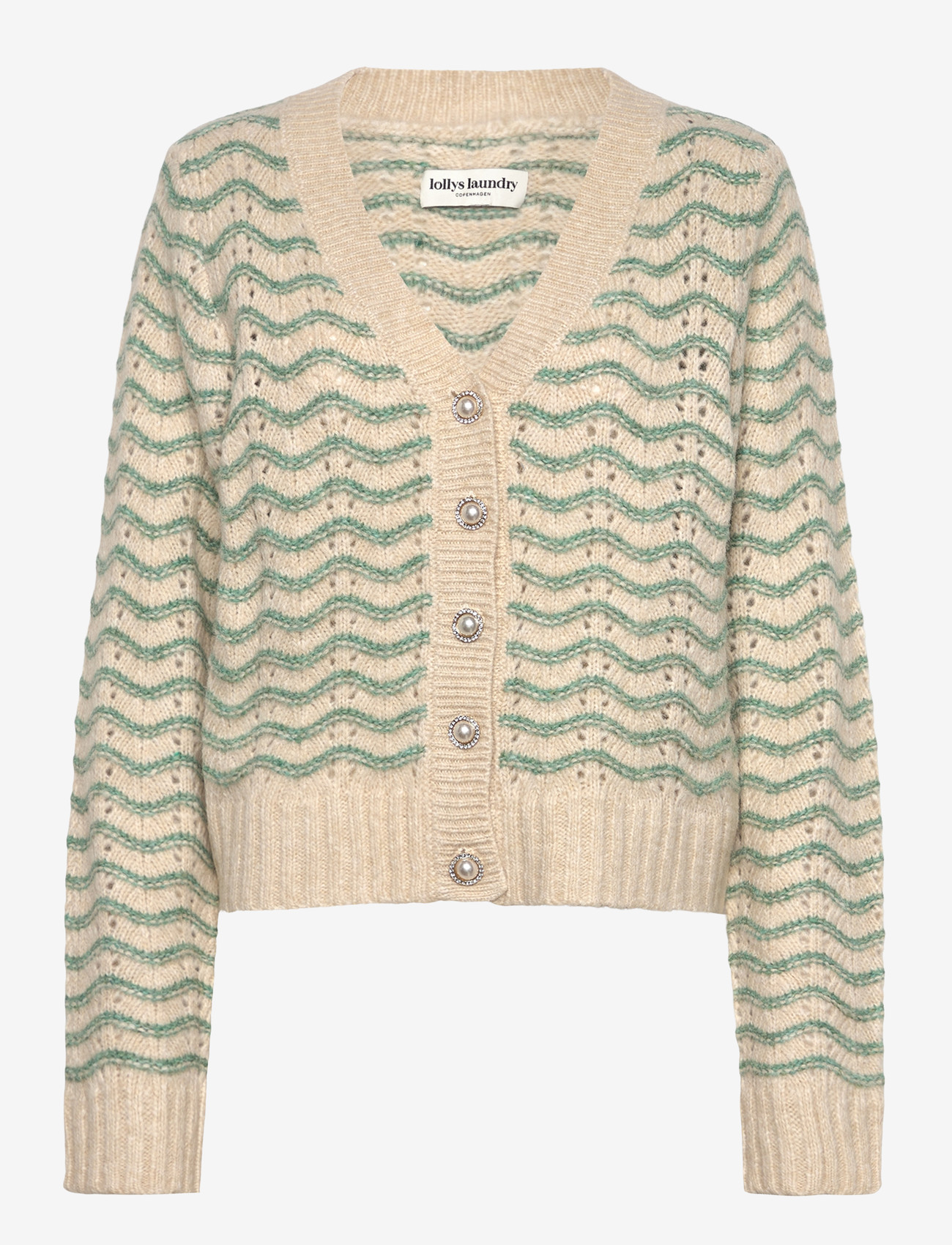Lollys Laundry - LanoLL Cardigan Knit LS - efterårstøj - dusty green - 0