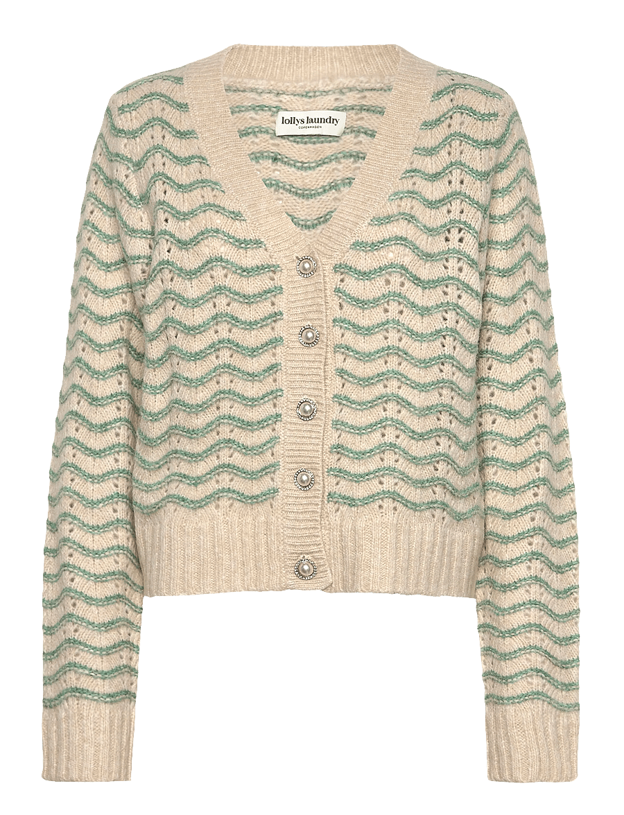 Lollys Laundry - LanoLL Cardigan Knit LS - strickjacken - dusty green - 0