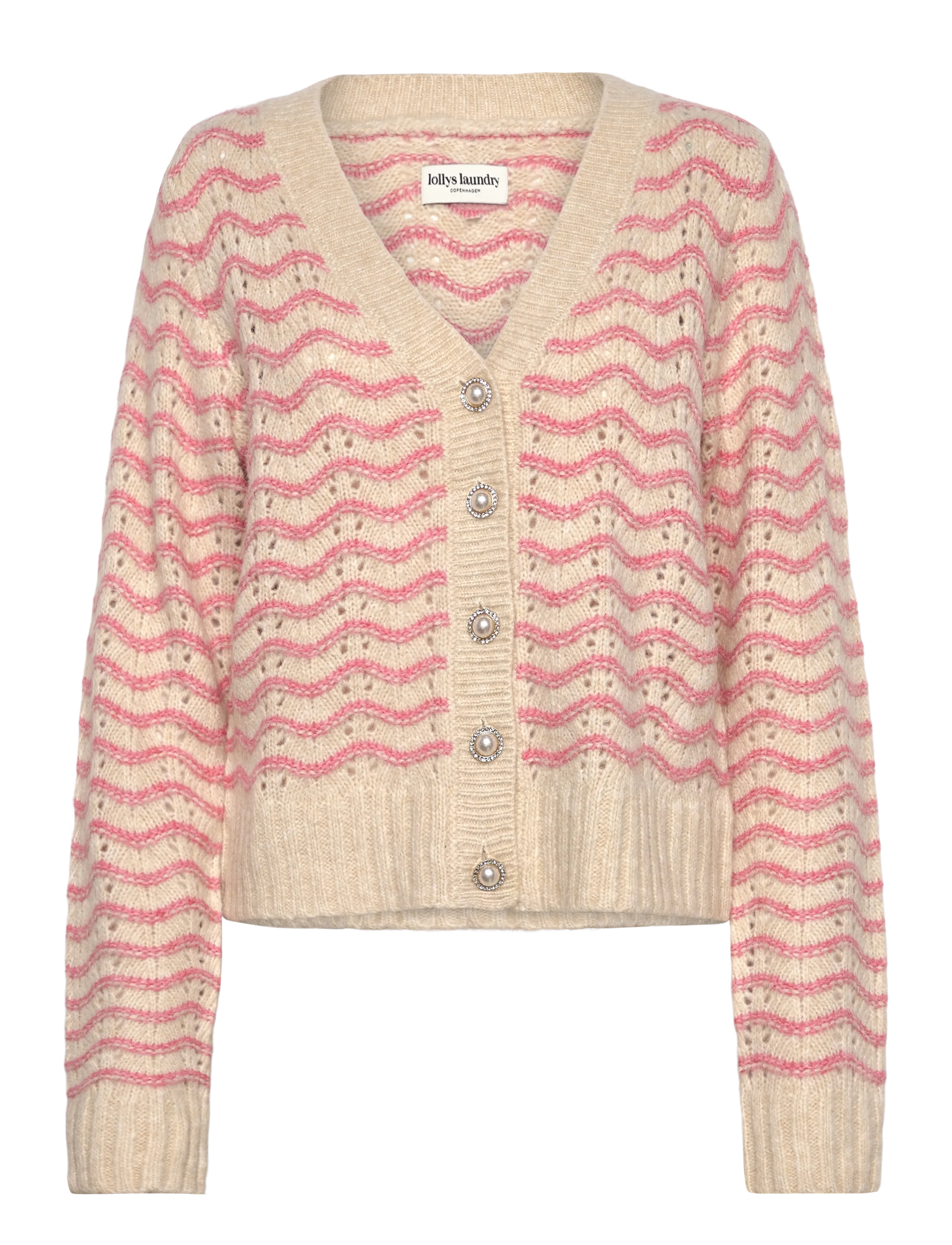 Lollys Laundry LanoLL Cardigan Knit LS - Lollys Laundry - PINK / cream