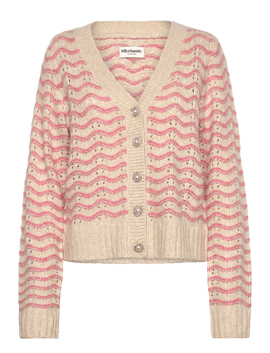 Lollys Laundry - LanoLL Cardigan Knit LS - koftor - pink - 0