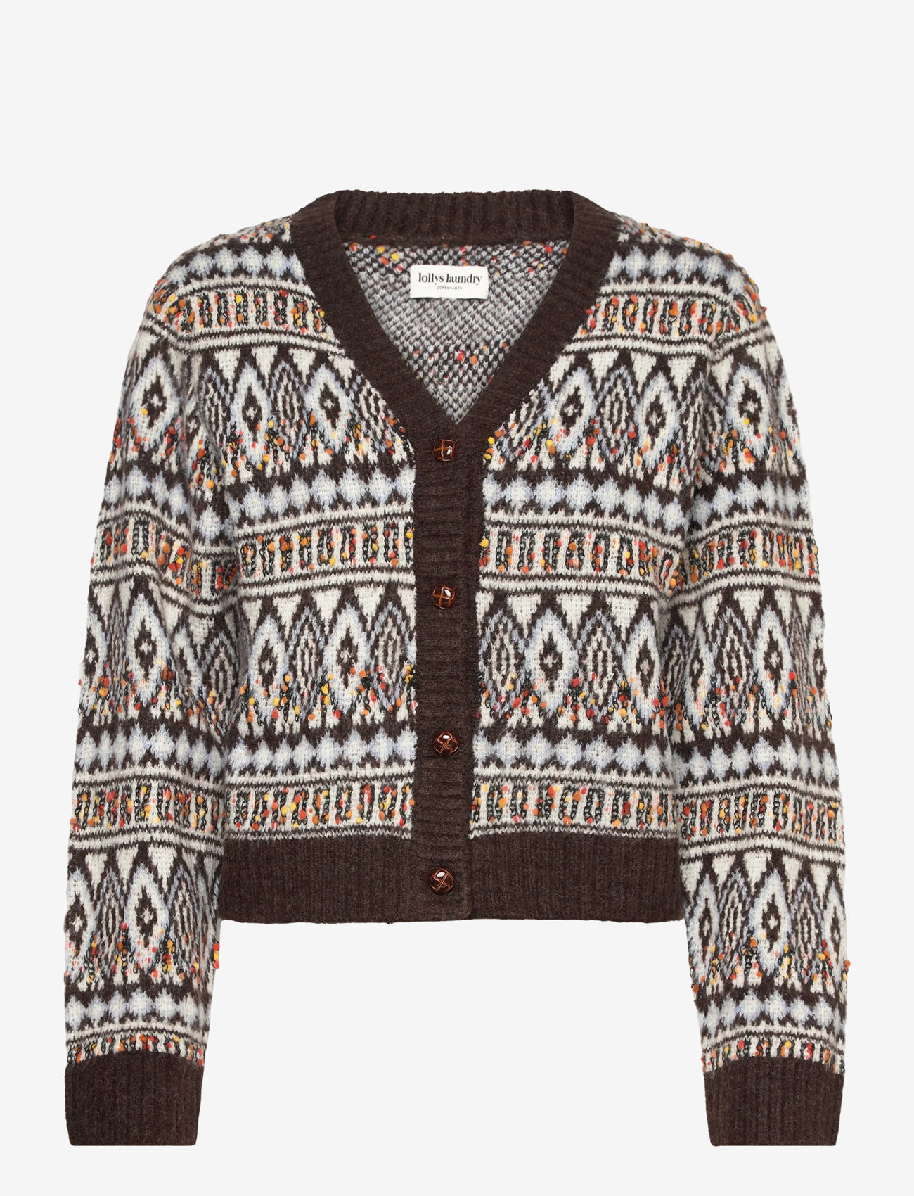 Lollys Laundry - SaxoLL Knit Cardigan LS - cardigans - dark mokka - 0