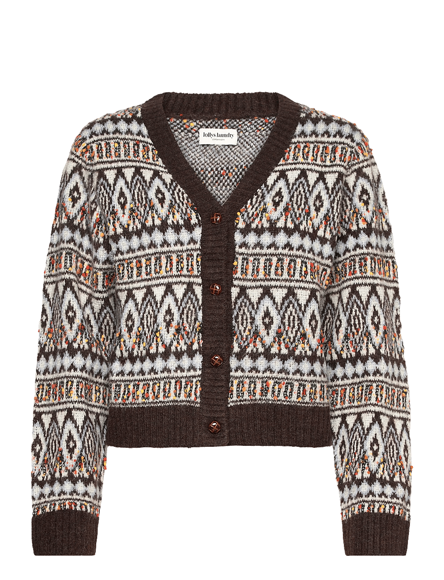 Lollys Laundry - SaxoLL Knit Cardigan LS - koftor - dark mokka - 1