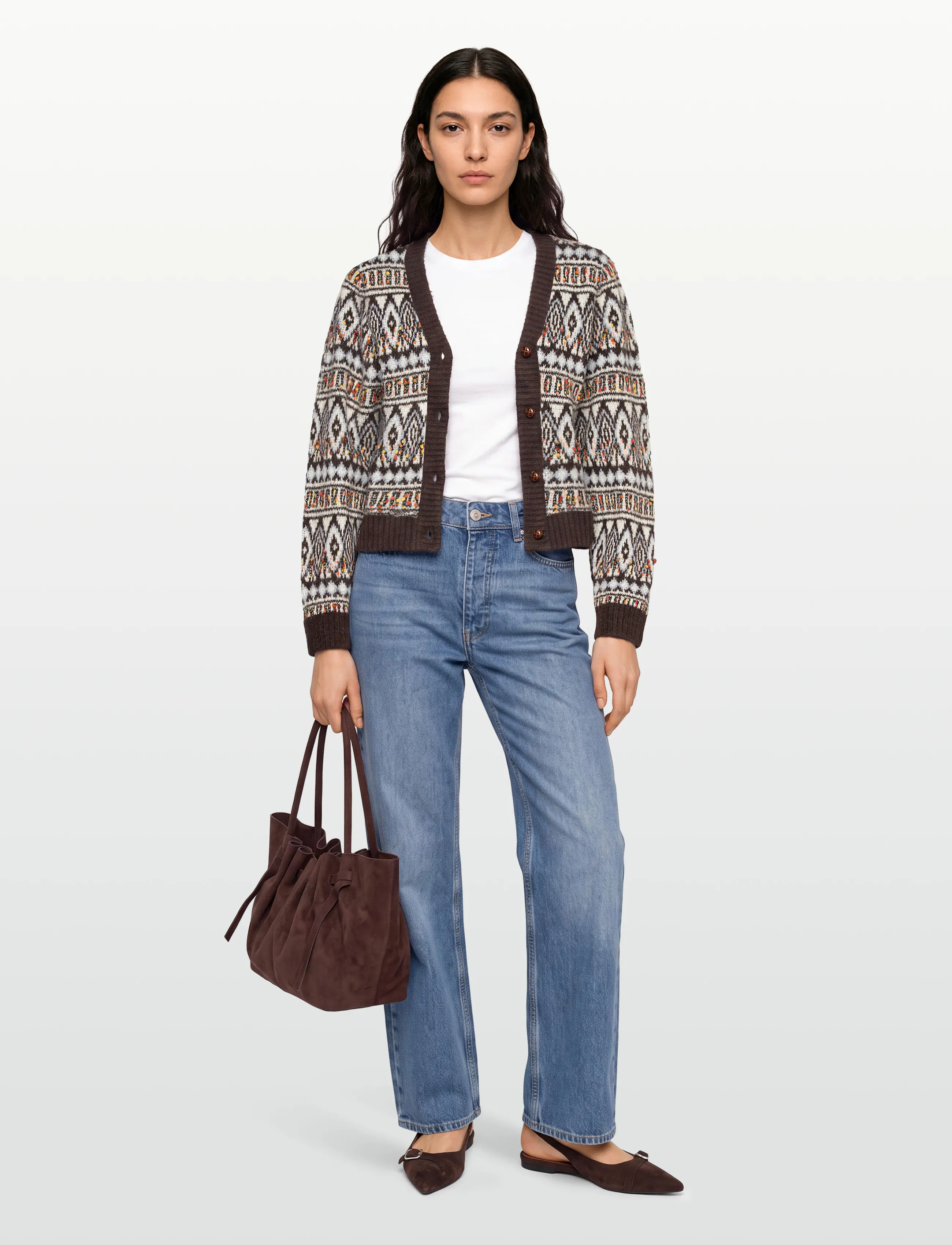 Lollys Laundry - SaxoLL Knit Cardigan LS - cardigans - dark mokka - 0