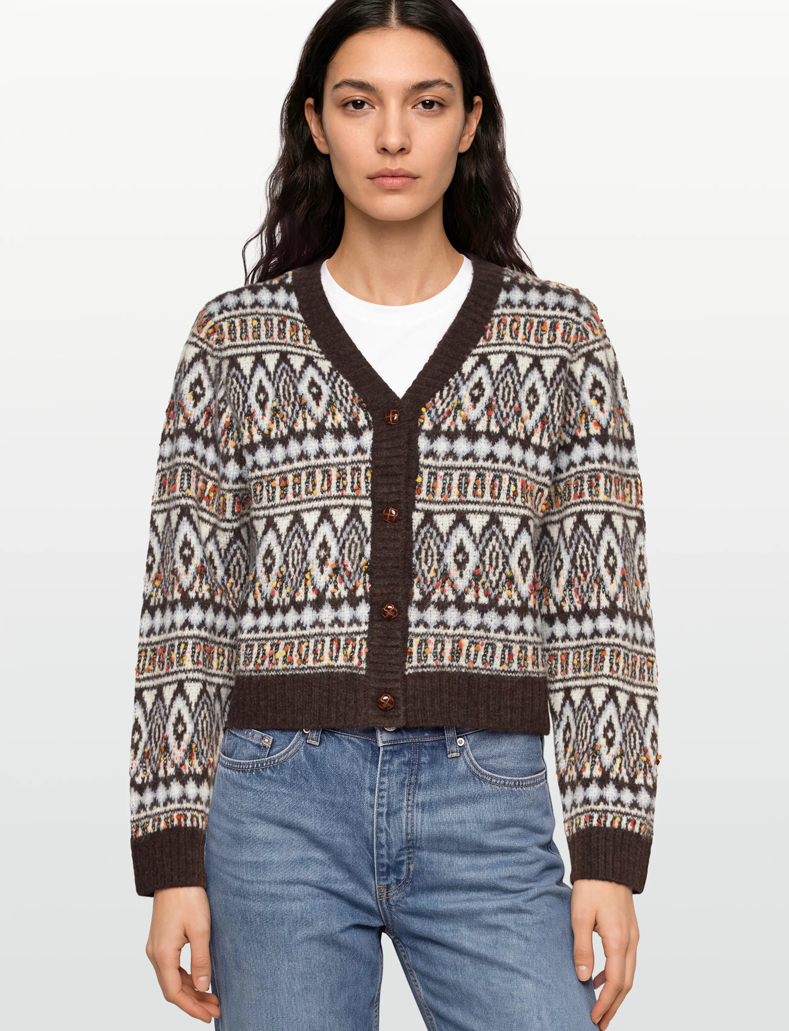 Lollys Laundry - SaxoLL Knit Cardigan LS - cardigans - dark mokka - 3