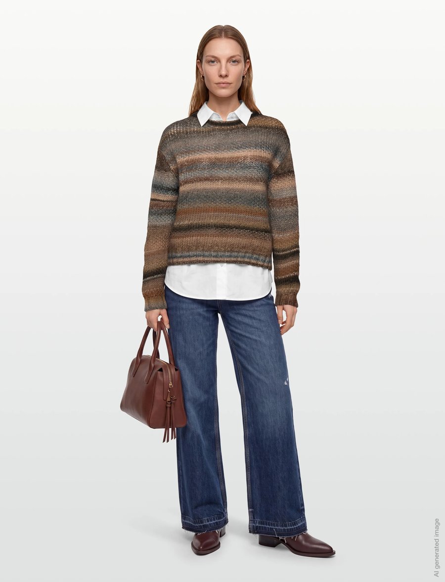 Lollys Laundry - FairhavenLL Jumper LS - striktrøjer - dark mokka - 0