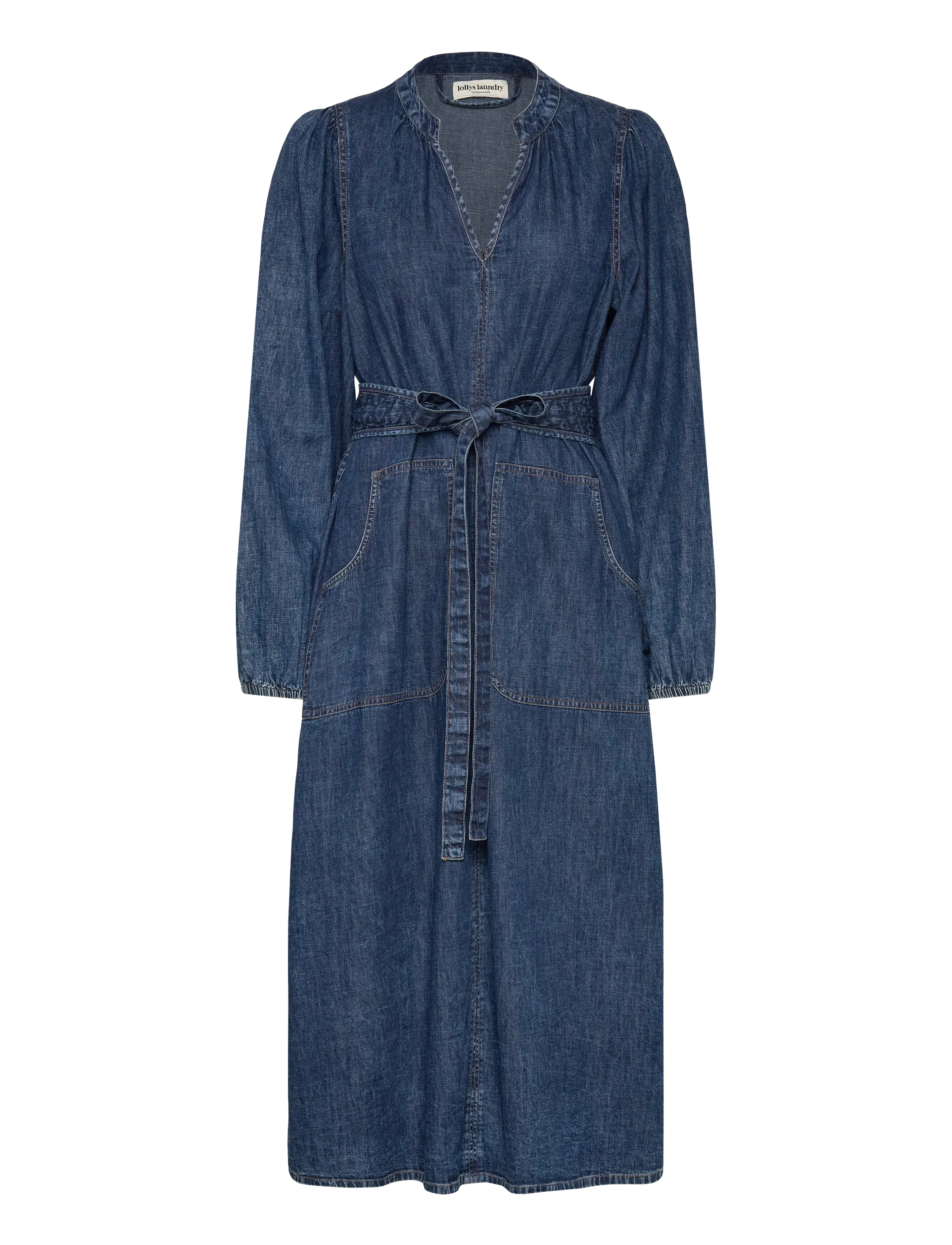LOLLYS LAUNDRY Parisll Midi Kleid Ls Blau - XS - Damen