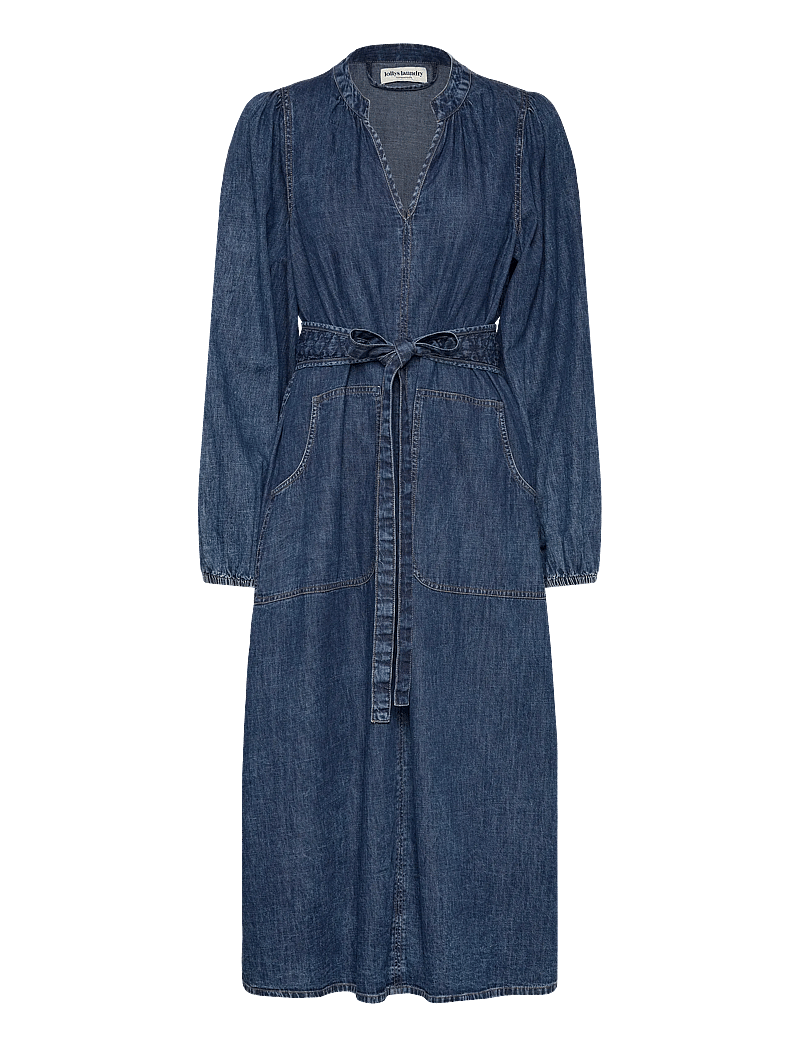 Lollys Laundry - ParisLL Midi Dress LS - jeansklänningar - blue - 0