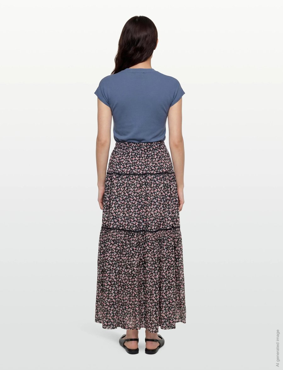 Lollys Laundry - SunsetLL Maxi Skirt - maksiseelikud - washed black - 4