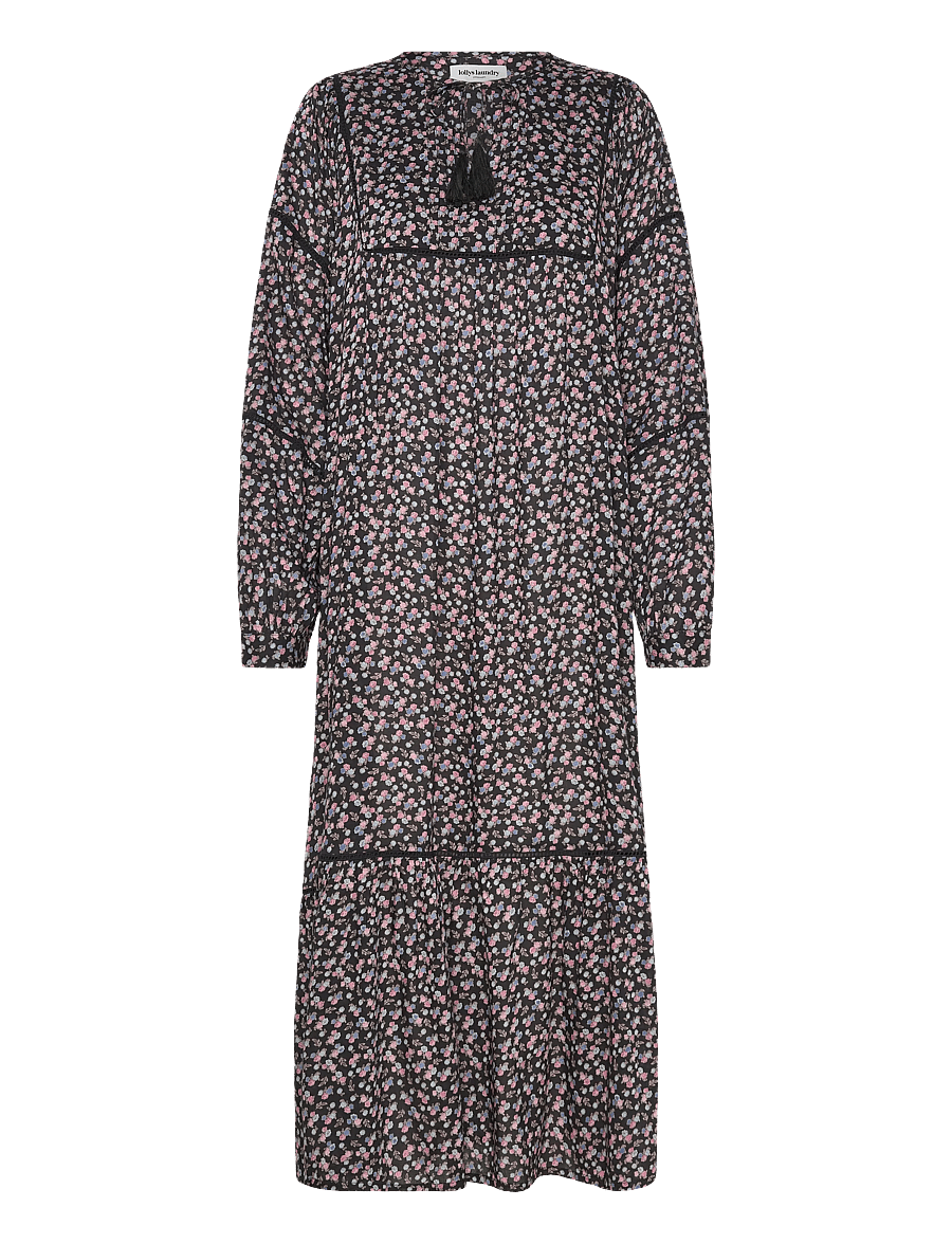 Lollys Laundry - LatourLL Maxi Dress LS - maksikleidid - washed black - 0