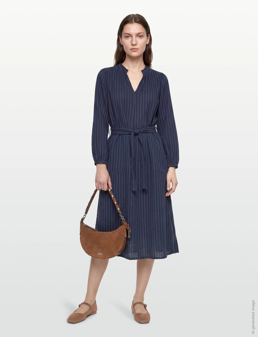 Lollys Laundry - ParisLL Midi Dress LS - stripe - 0