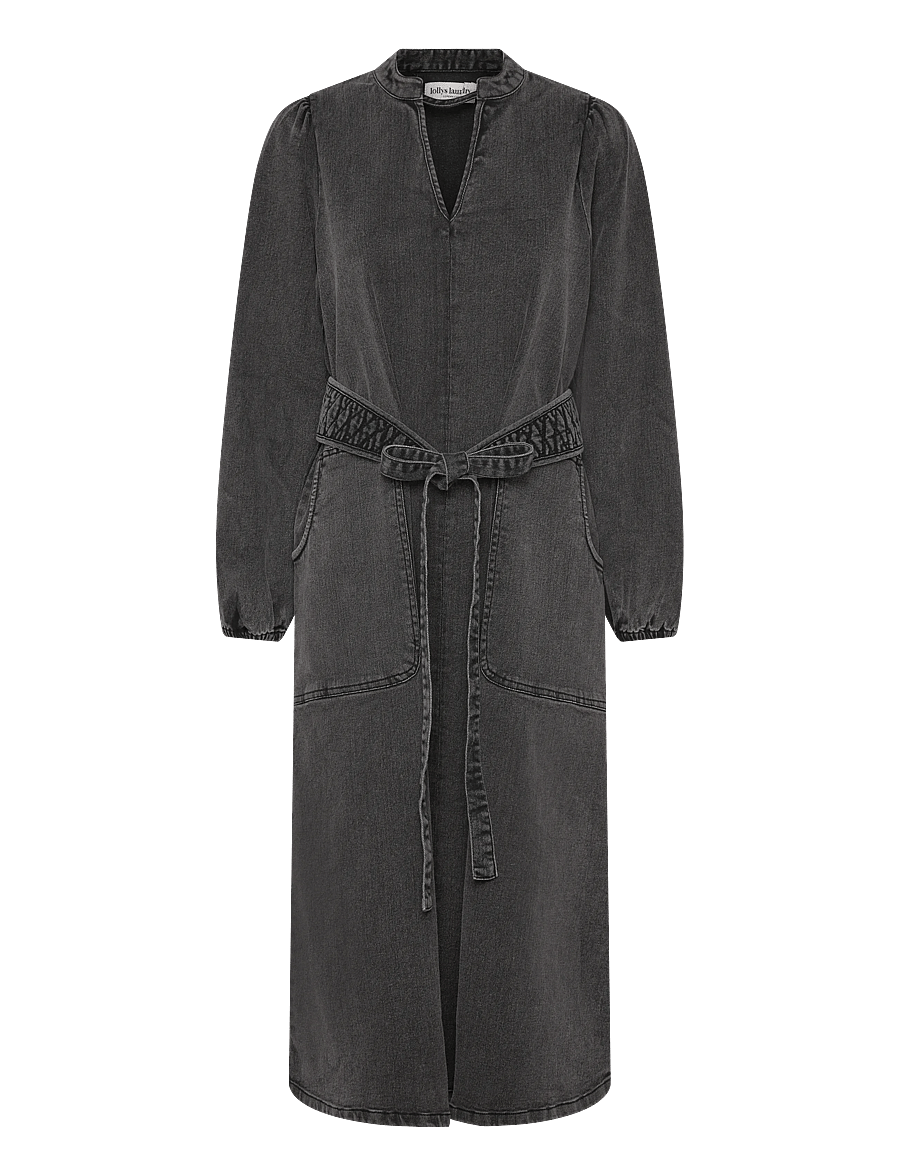Lollys Laundry - ParisLL Midi Dress LS - jeanskleider - washed black - 0