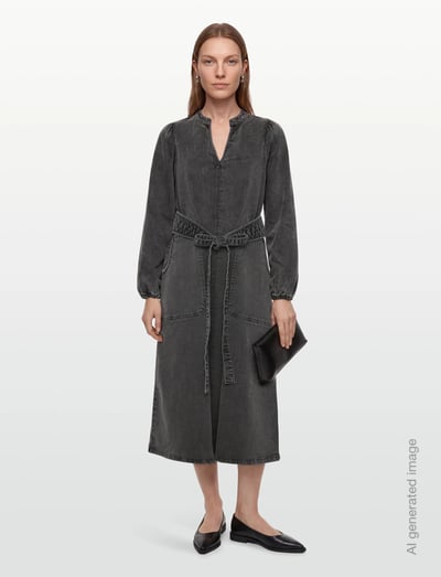 Parisll Midi Dress Ls - Denimkjoler