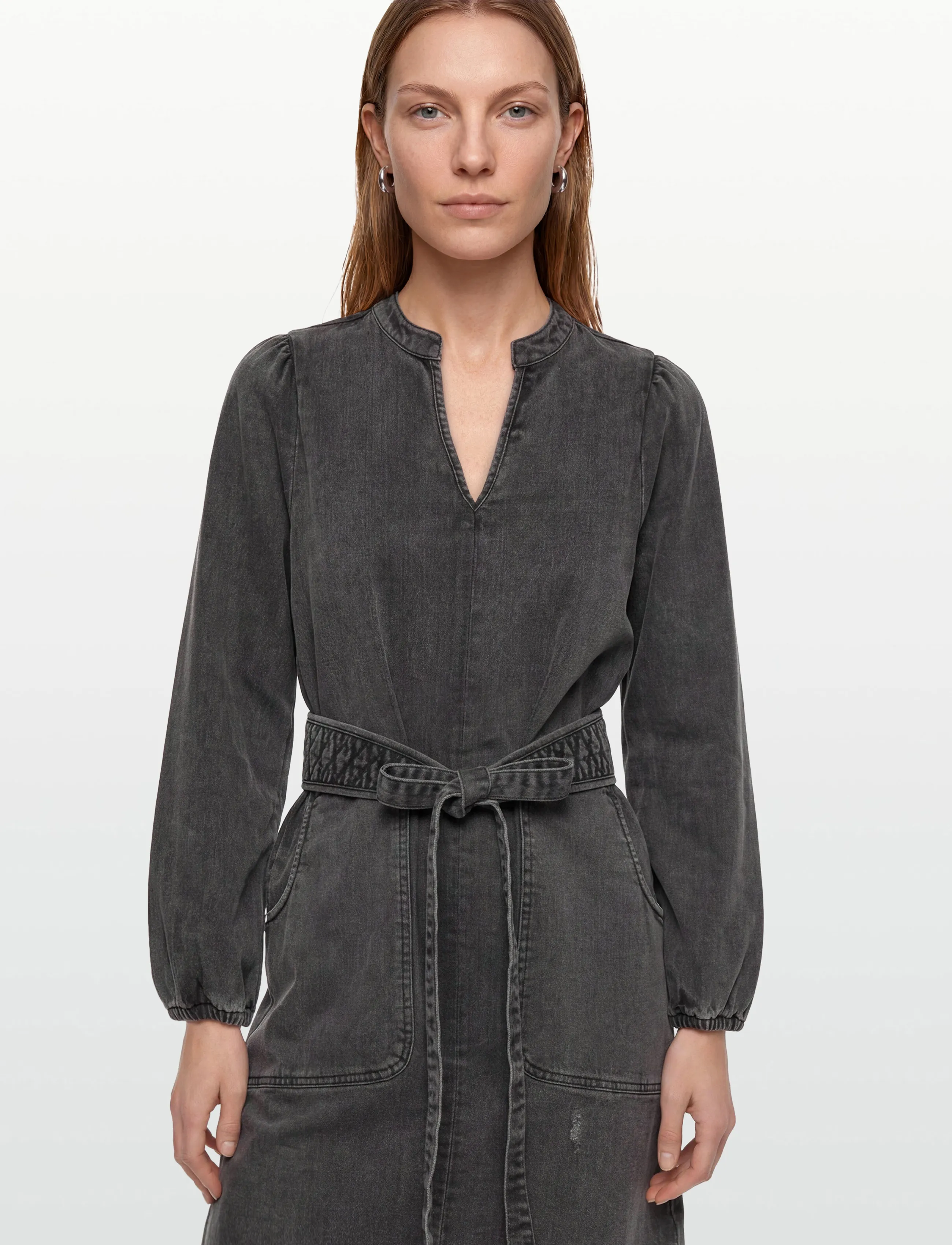 Lollys Laundry - ParisLL Midi Dress LS - cowboykjoler - washed black - 4