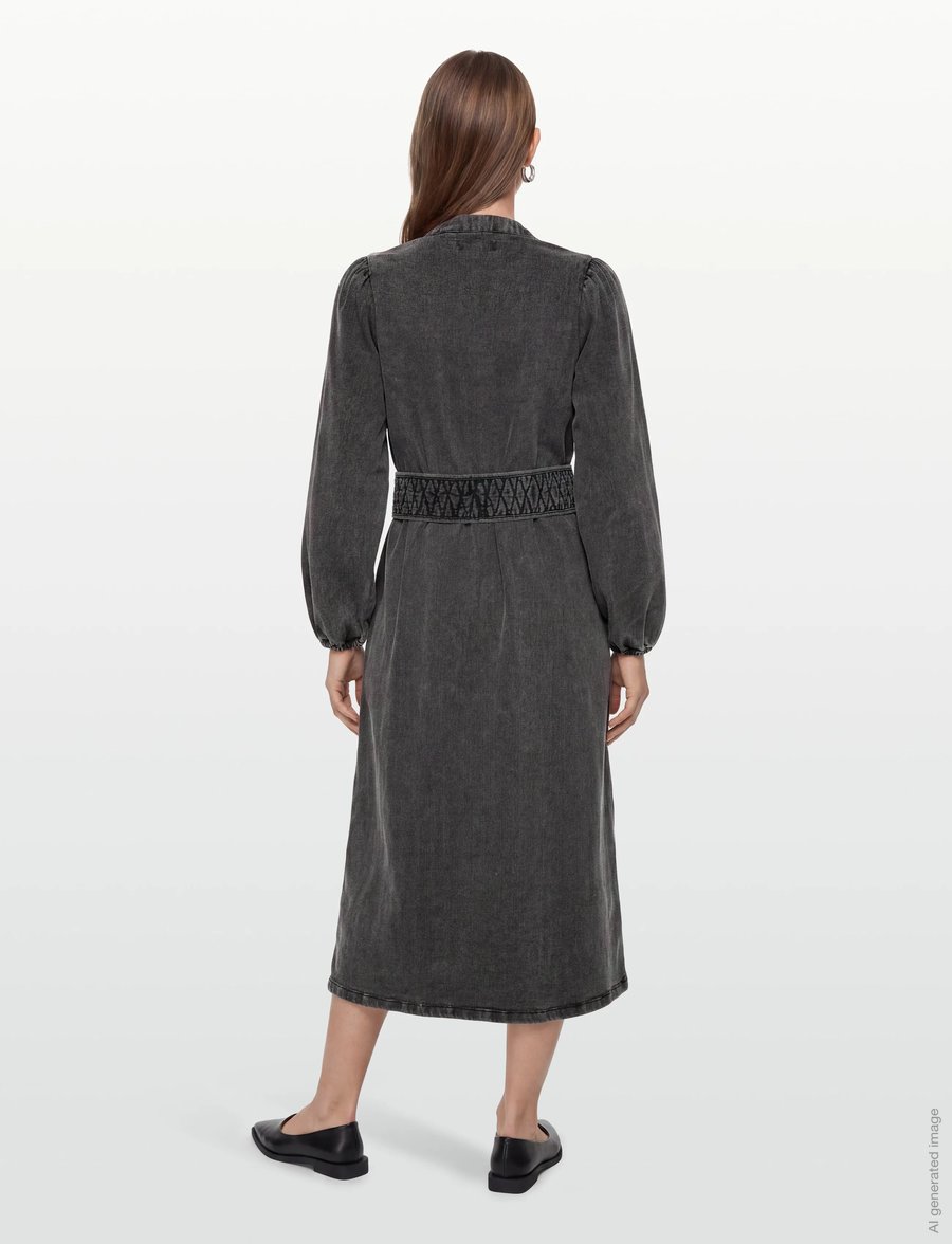 Lollys Laundry - ParisLL Midi Dress LS - jeanskleider - washed black - 5