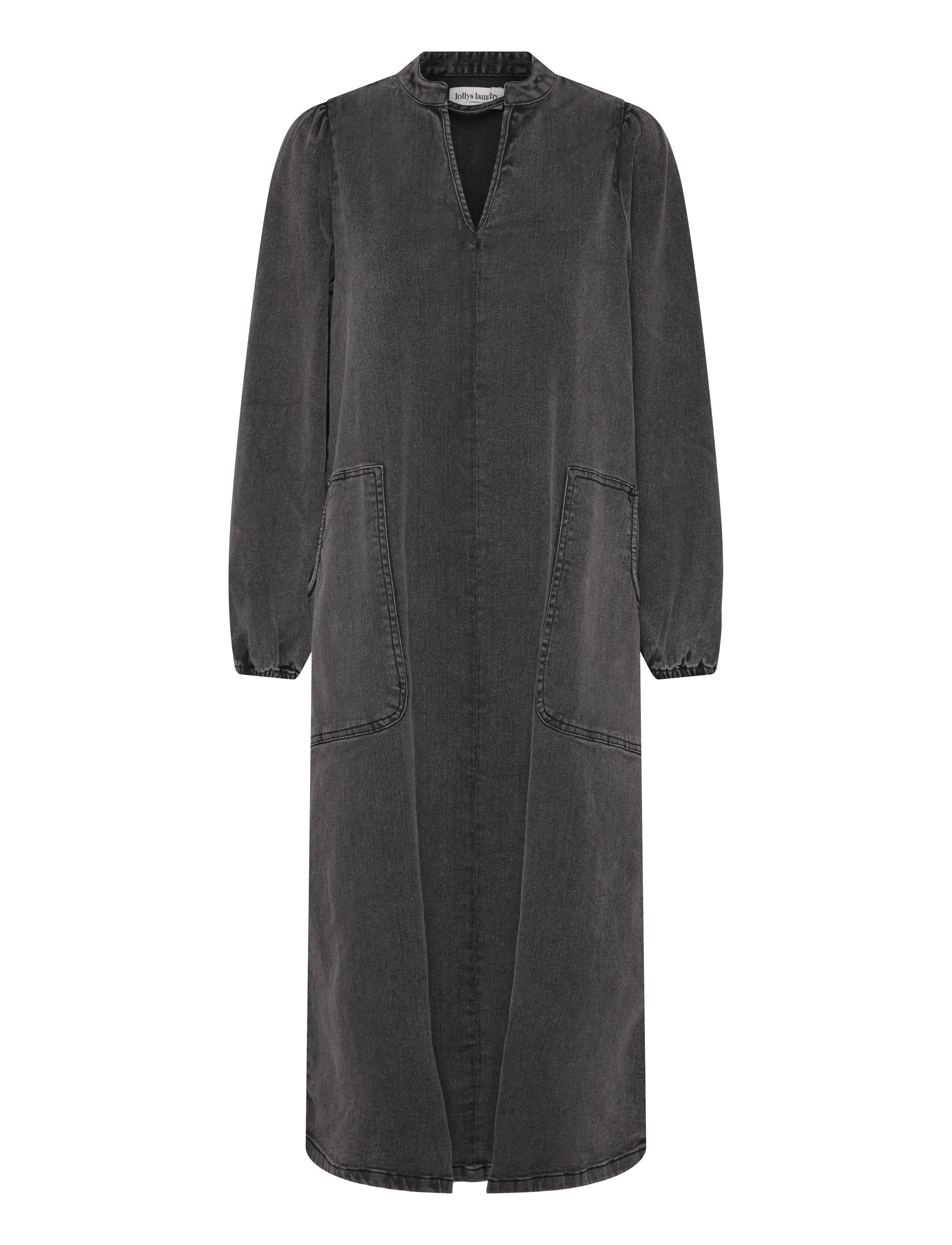 Lollys Laundry - ParisLL Midi Dress LS - jeanskleider - washed black - 2