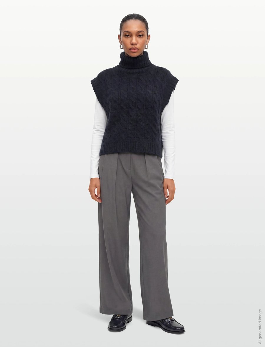 Lollys Laundry - FresnoLL Knit Vest SL - strikveste - dark blue - 0
