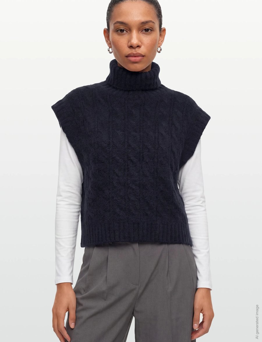 Lollys Laundry - FresnoLL Knit Vest SL - strikveste - dark blue - 3