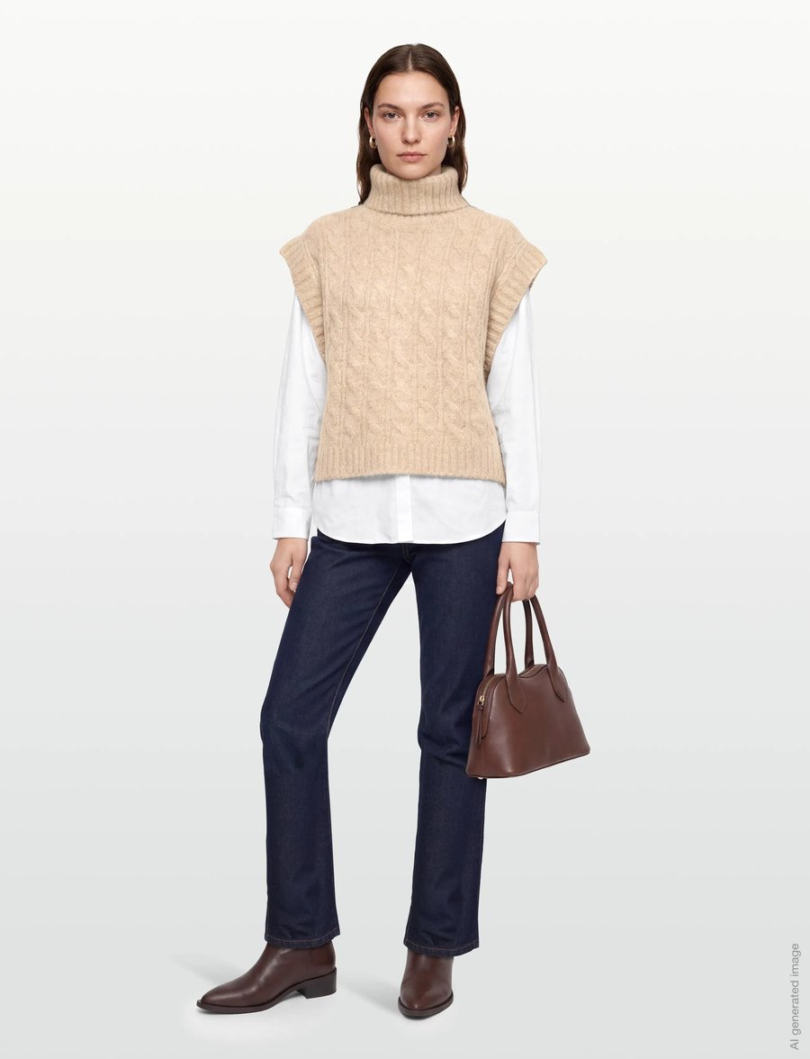 Lollys Laundry - FresnoLL Knit Vest SL - strikveste - sand - 0