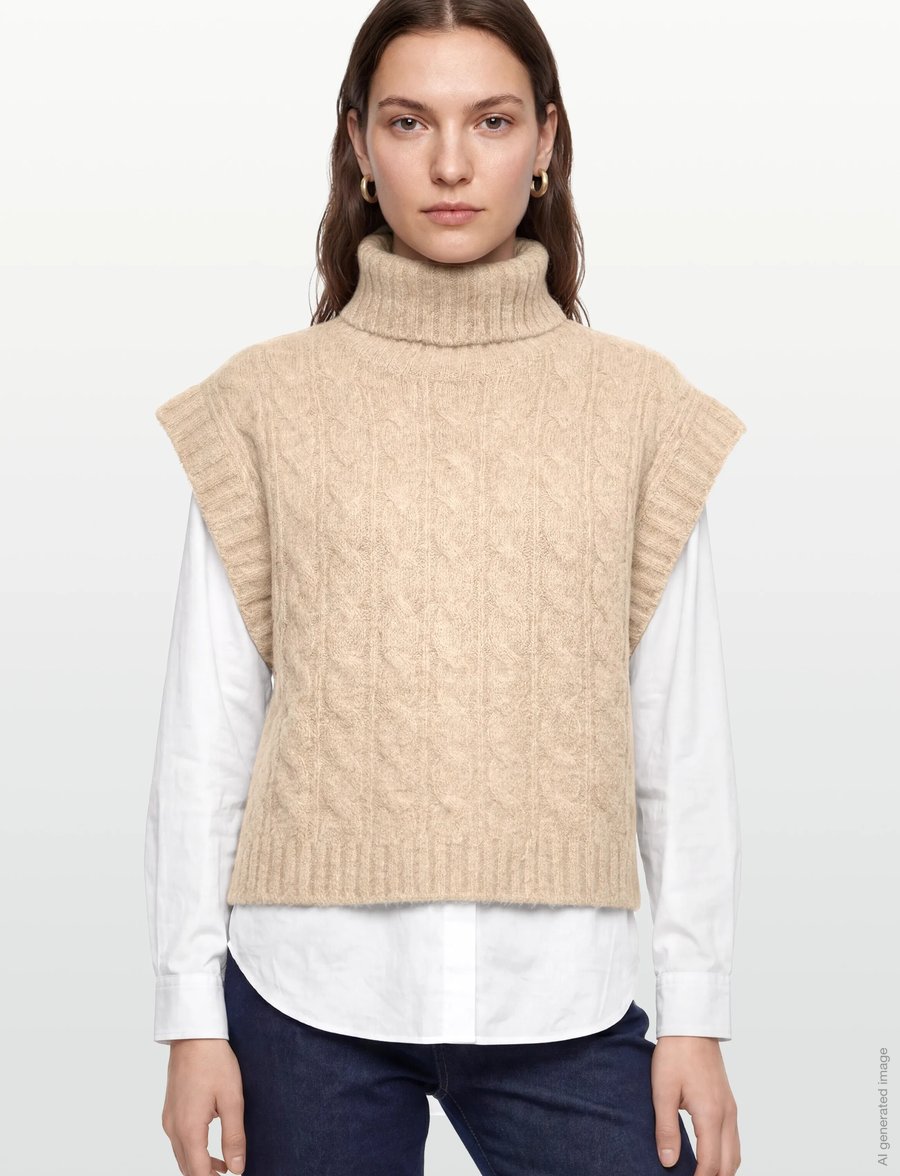 Lollys Laundry - FresnoLL Knit Vest SL - strikveste - sand - 3
