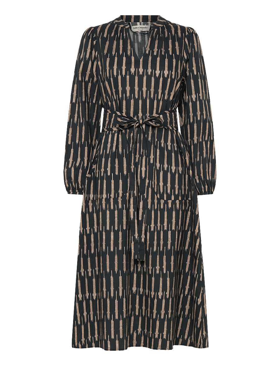 Lollys Laundry - ParisLL Midi Dress LS - midiklänningar - black - 0