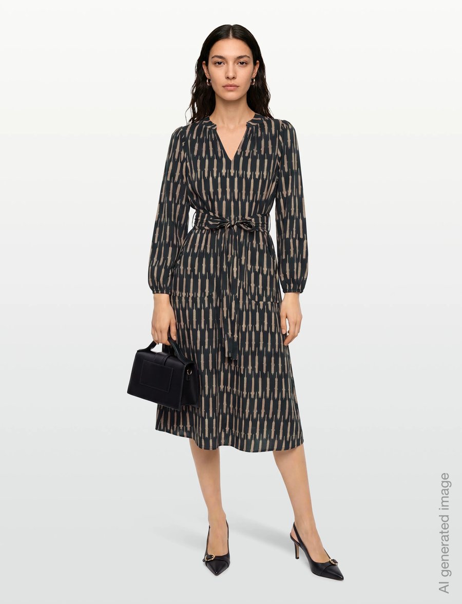 Lollys Laundry - ParisLL Midi Dress LS - midiklänningar - black - 0