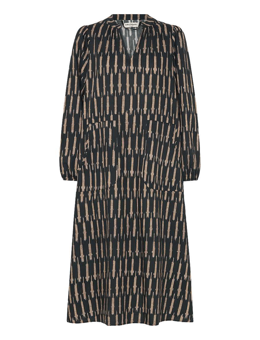 Lollys Laundry - ParisLL Midi Dress LS - midiklänningar - black - 2