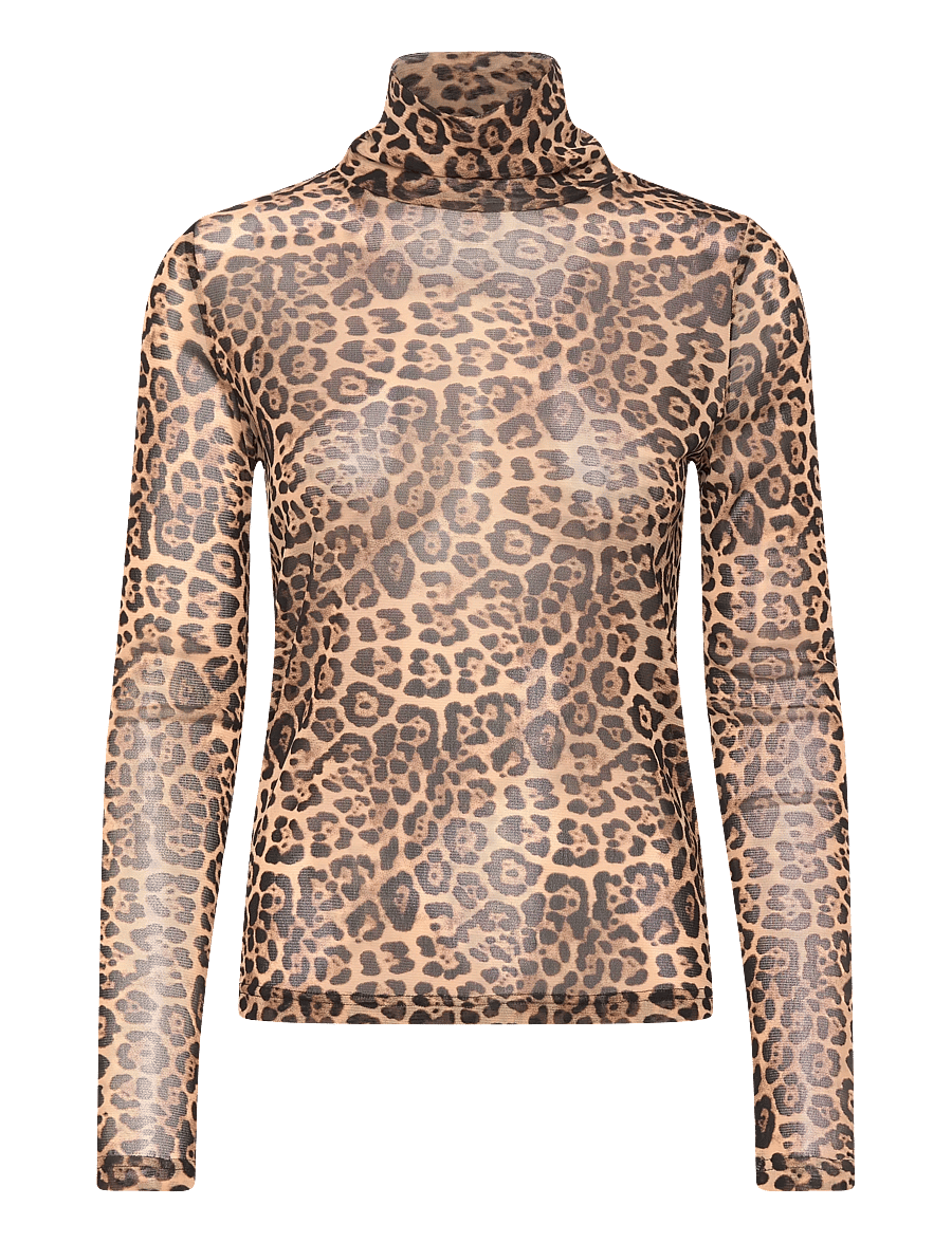 Lollys Laundry - OrieLL High Neck Blouse LS - topi ar garām piedurknēm - leopard print - 0