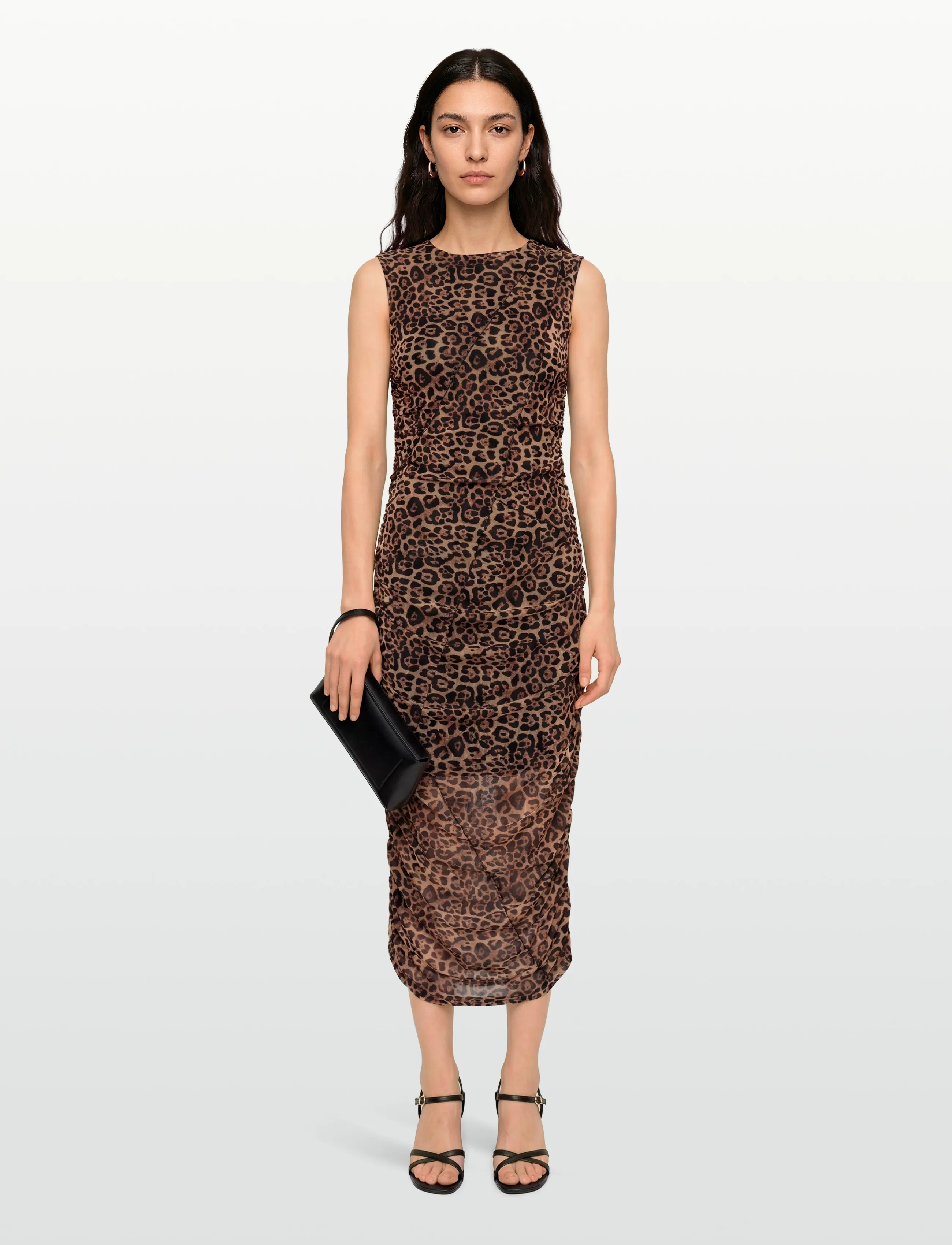Lollys Laundry Lolumaxi Dress Sl, Kvinder, Ærmeløs Rynket Leopardprint Maxikjole, Brun, Str: XS