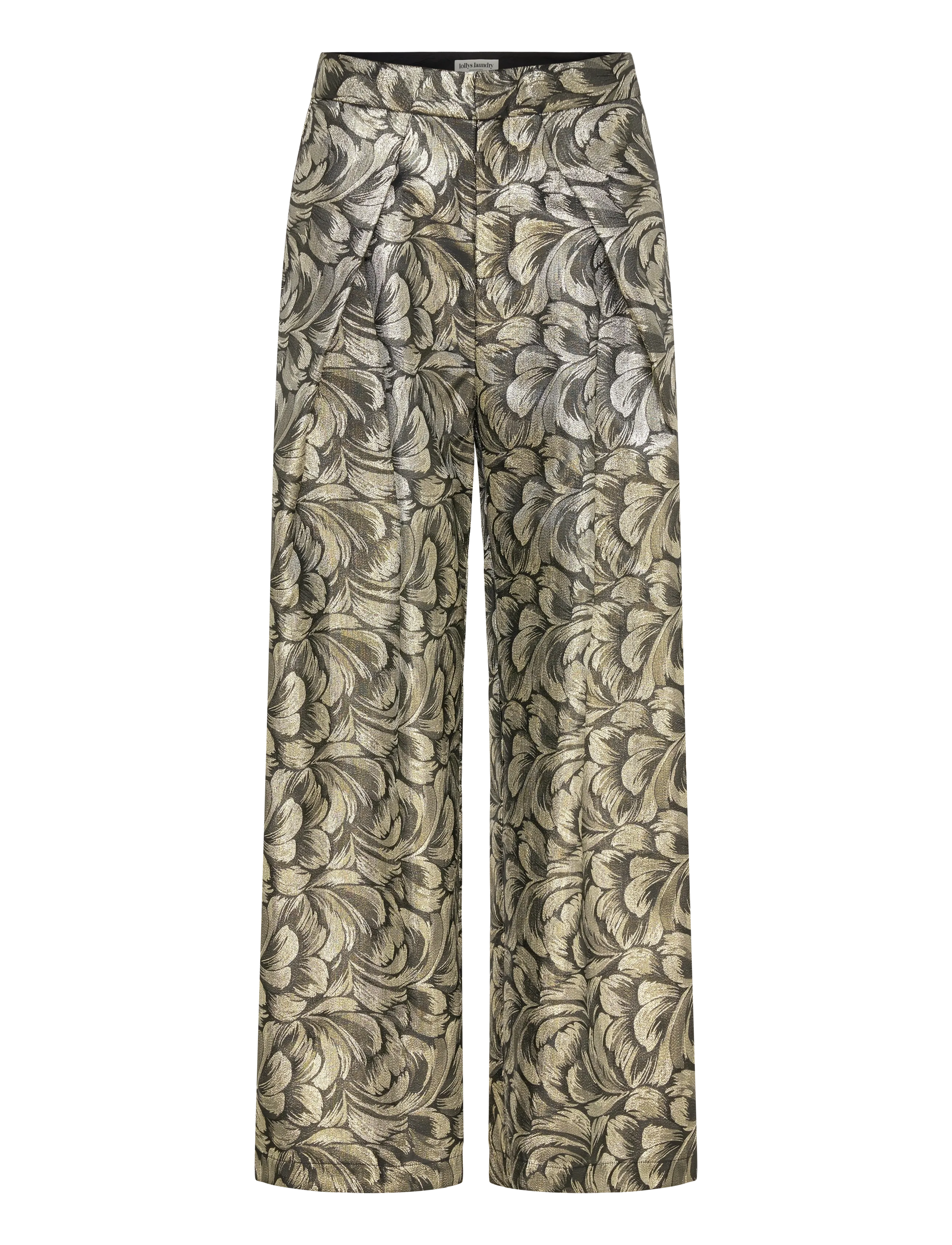 Lollys Laundry Zolall Pants, Kvinder, Højtaljede Vide Ben Mønstrede Bukser, Guld, Str: XL